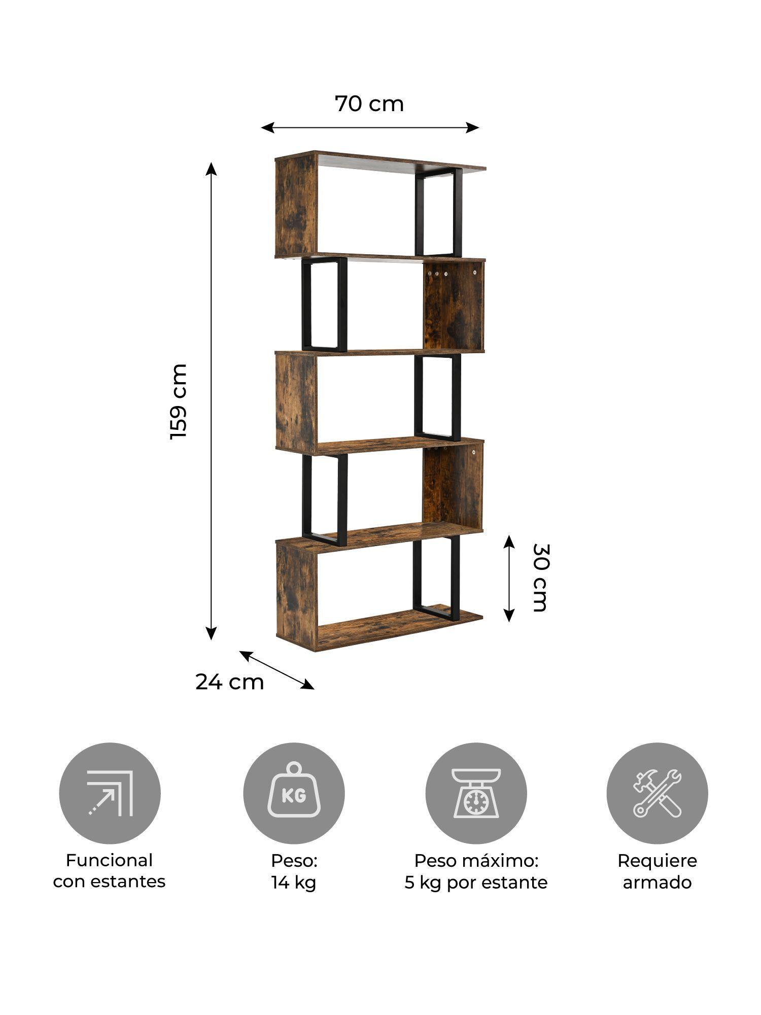 Librero Biblioteca Book 5 Relan Estilo Industrial Simil Madera -2