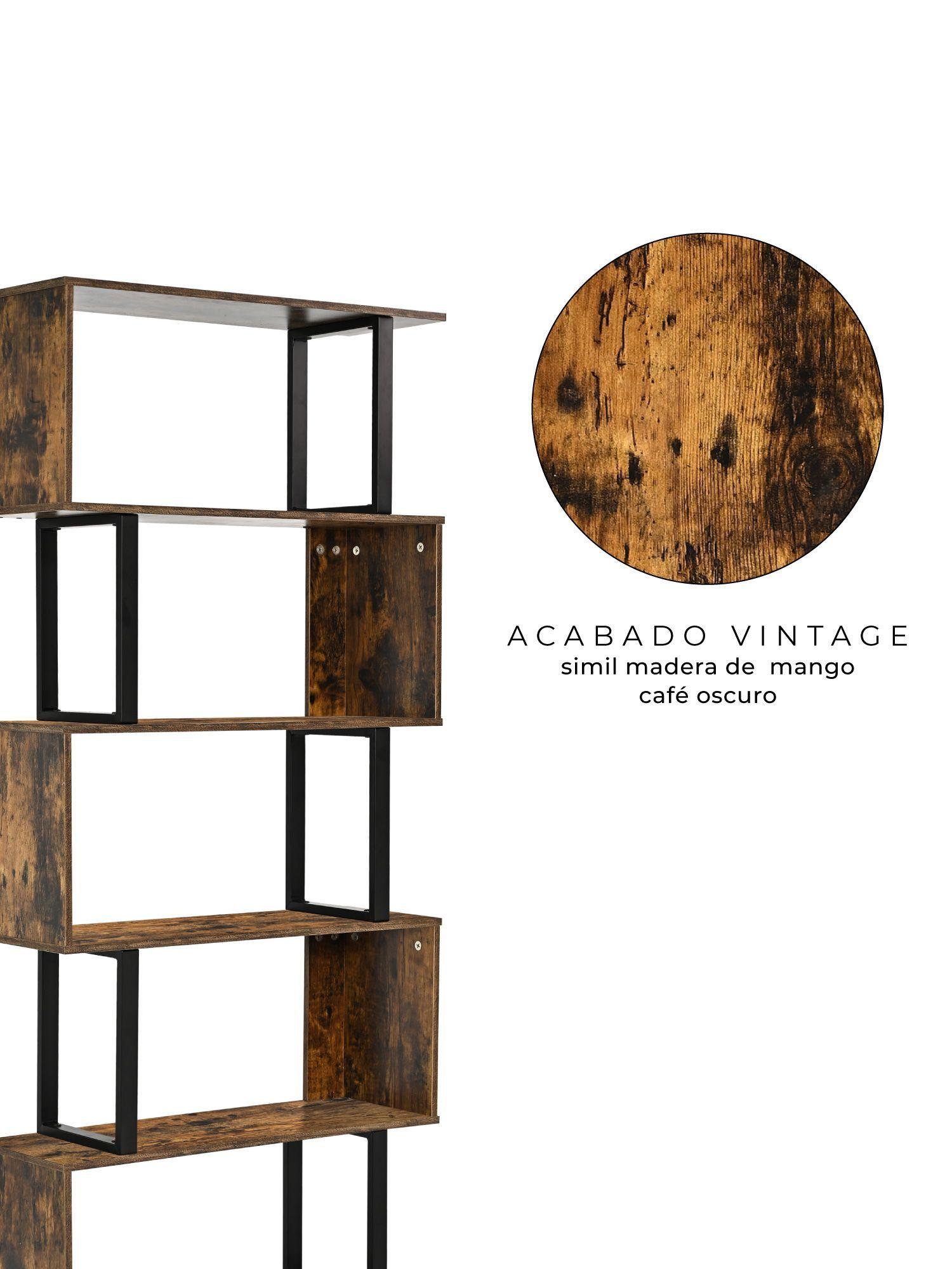 Librero Biblioteca Book 5 Relan Estilo Industrial Simil Madera -6