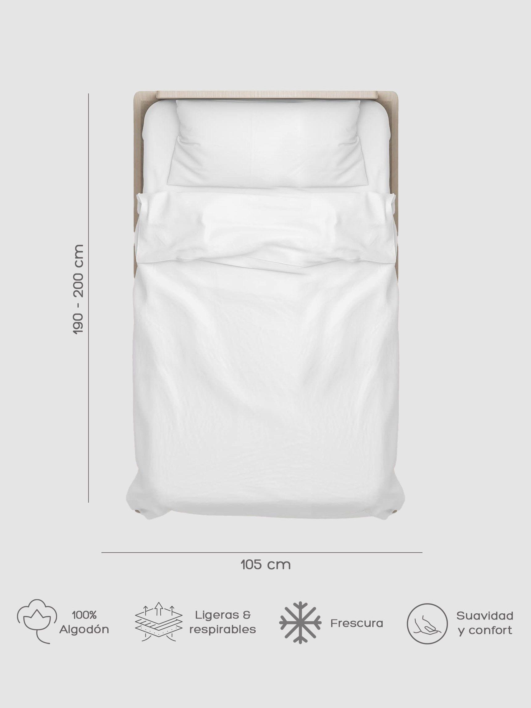 Juego De Sábanas 300 Hilos Blanco 1,5 Plazas Relan-1
