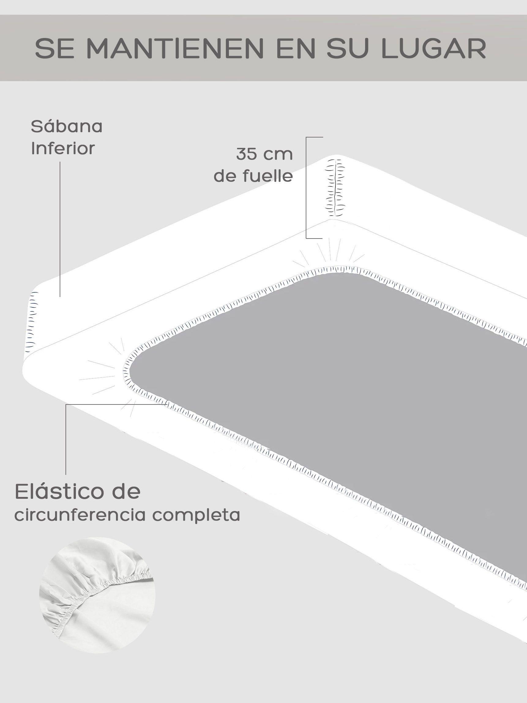 Juego De Sábanas 300 Hilos Blanco 1,5 Plazas Relan-3