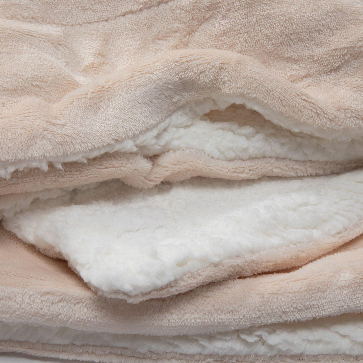 Manta Sherpa Polar Franela Crema 1,5 Plazas / Frazada Crema Relan-3