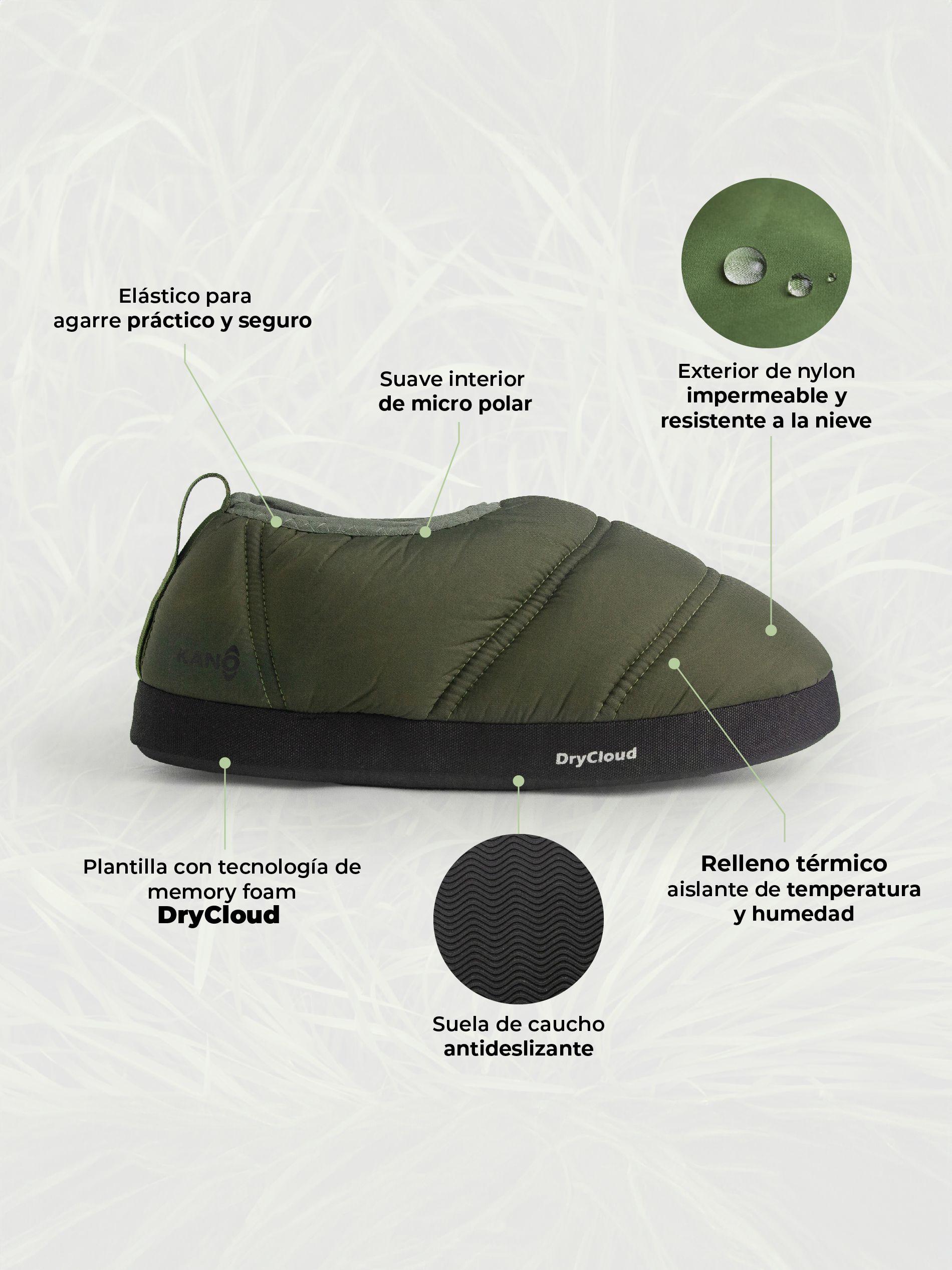 Pantuflas Outdoor Kano Impermeables con Memory Foam Verde-2