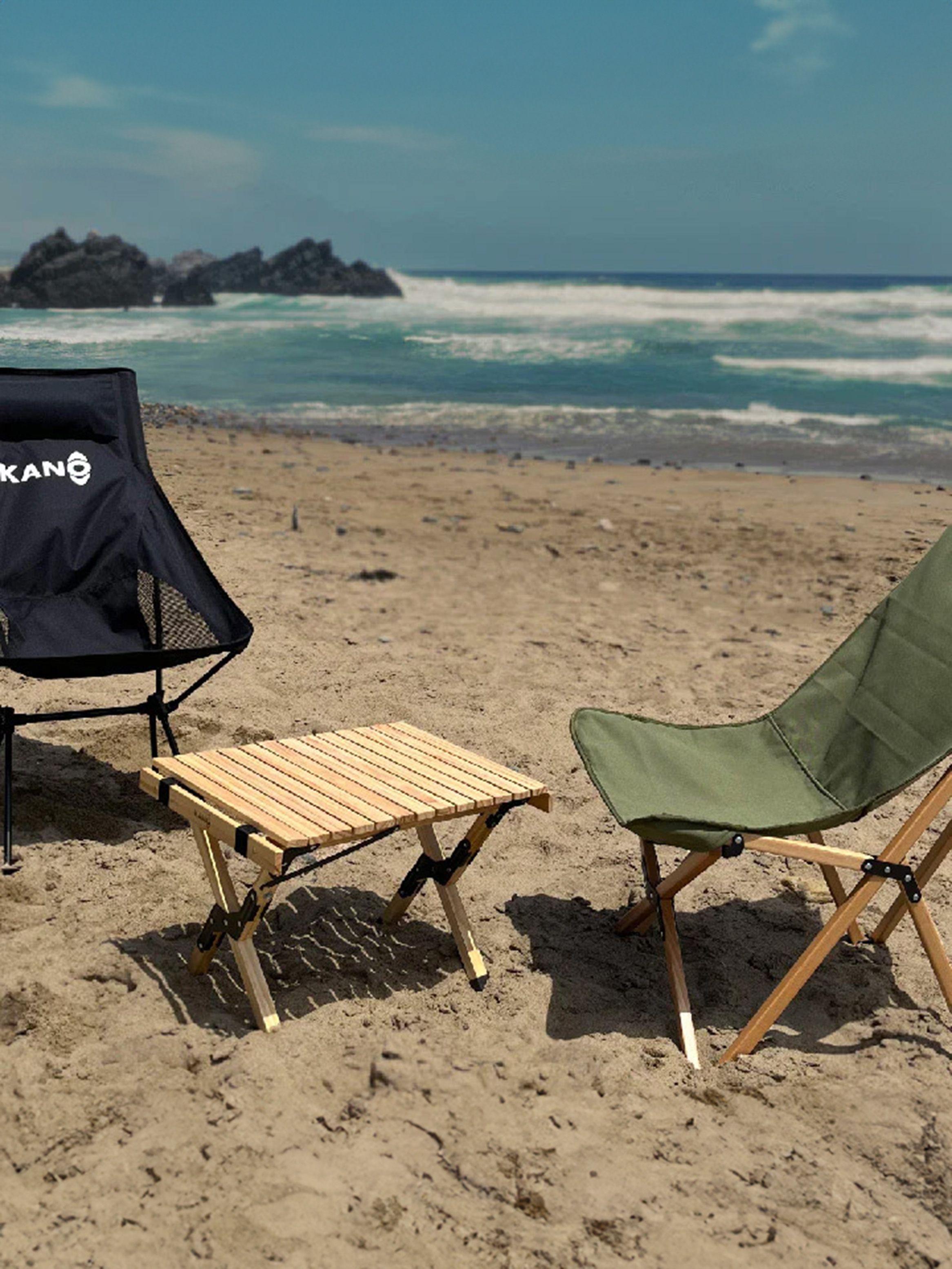 Mesa Plegable de Madera Clara Para Camping Natural Kano-7