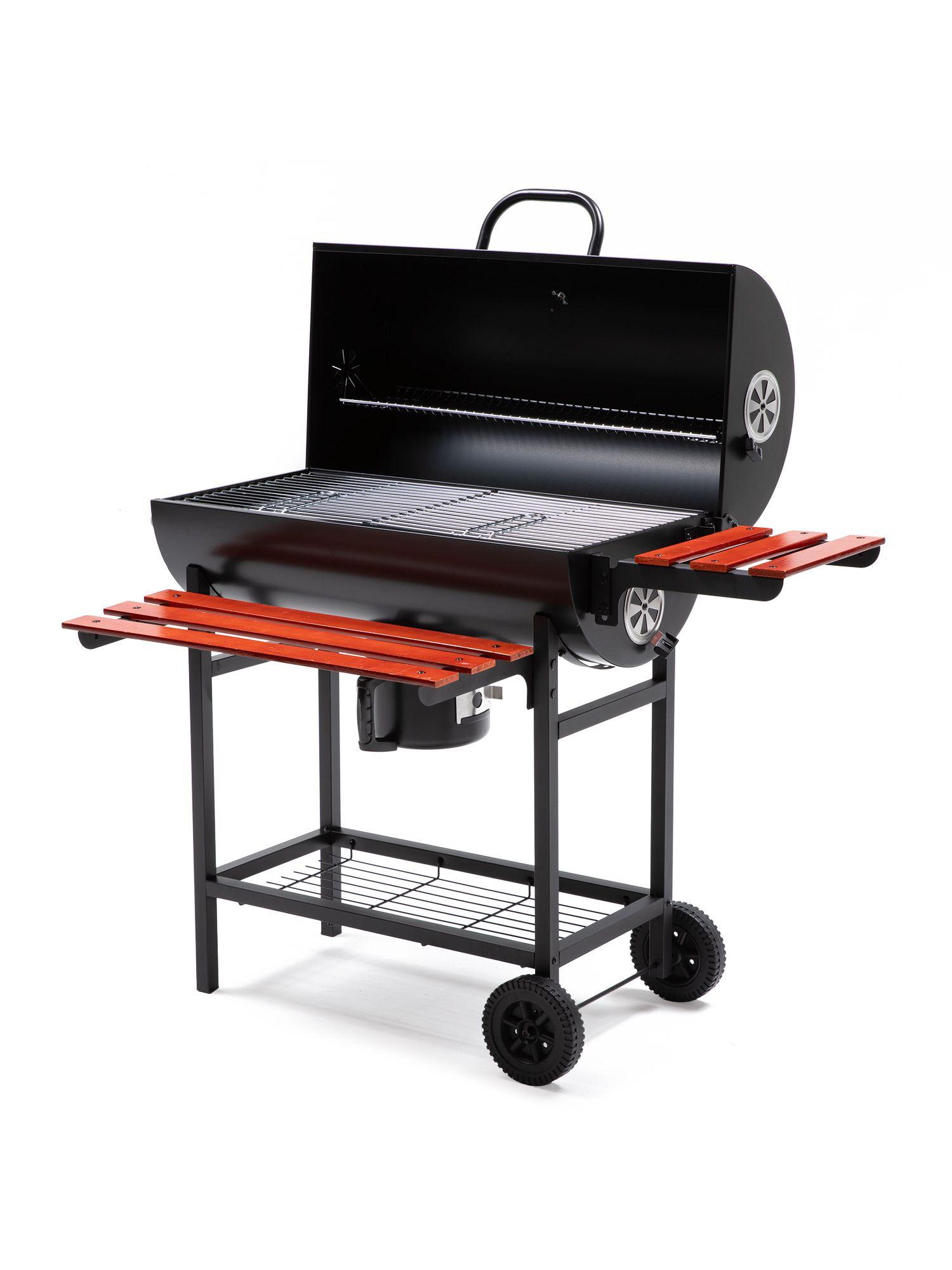 Parrilla Tambor a Carbón Relan BBQ WOOD con Tapa y Ruedas-0