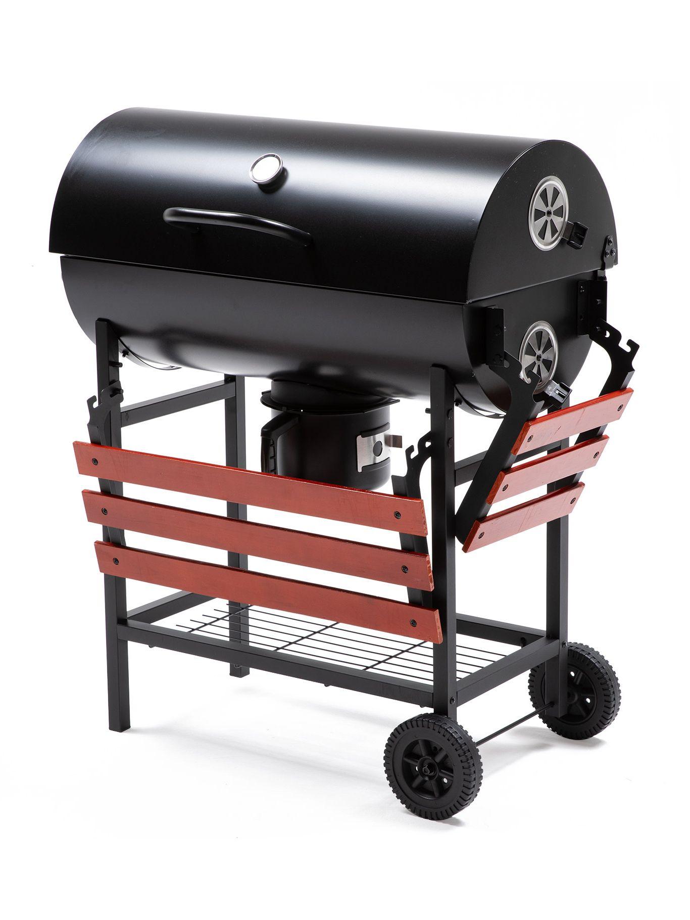Parrilla Tambor a Carbón Relan BBQ WOOD con Tapa y Ruedas-5