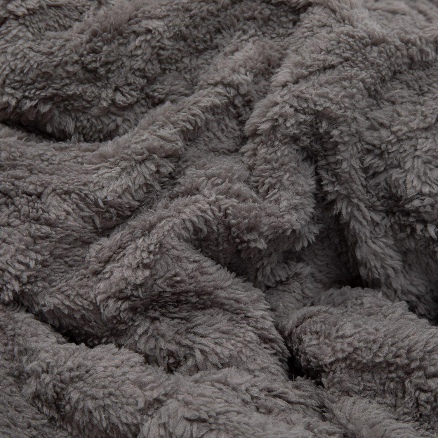 Manta Frazada Sherpa Jacquard Gris King Relan-3