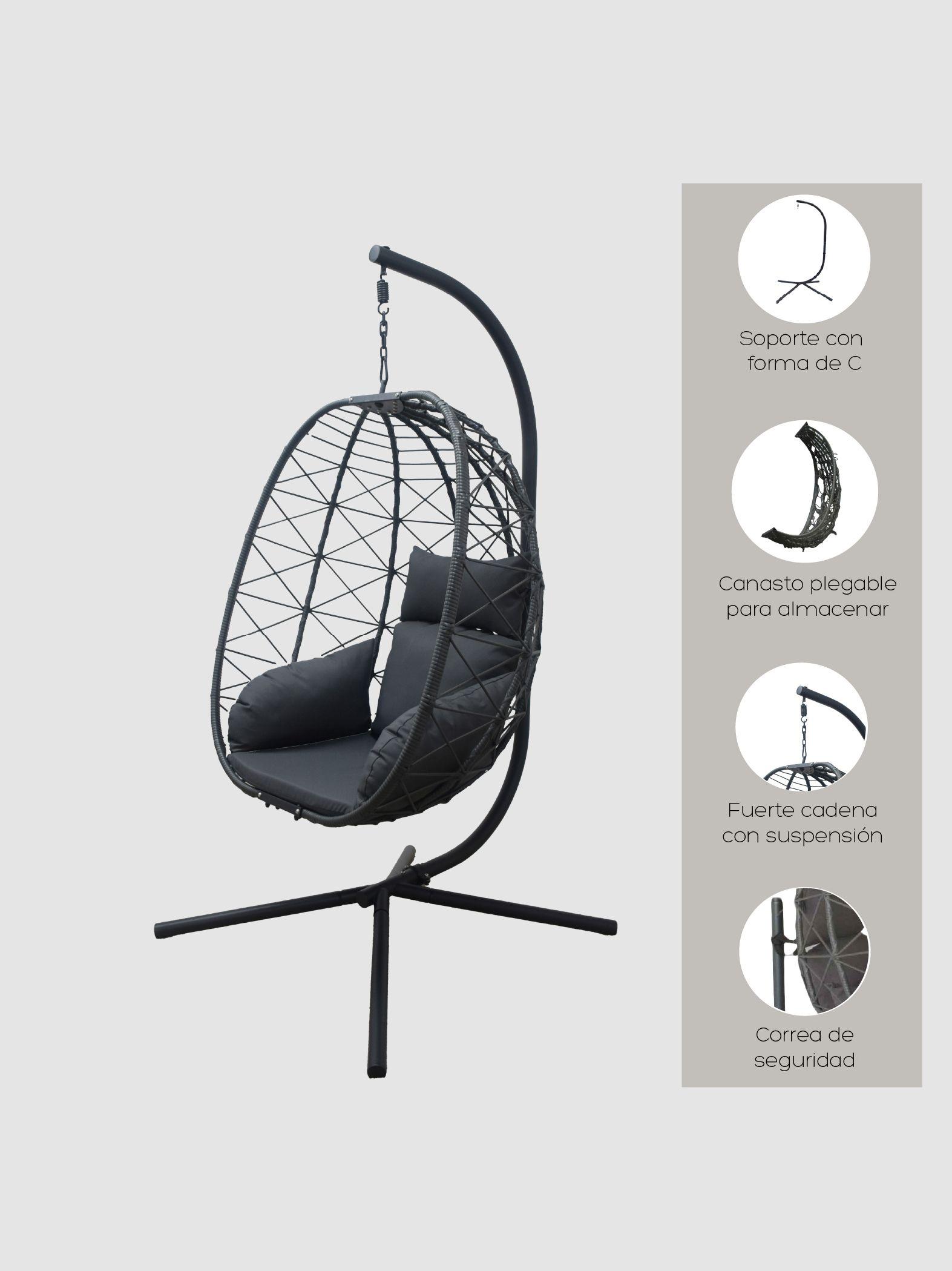 Silla Colgante Fiji para Terraza con Base y Cojines-2