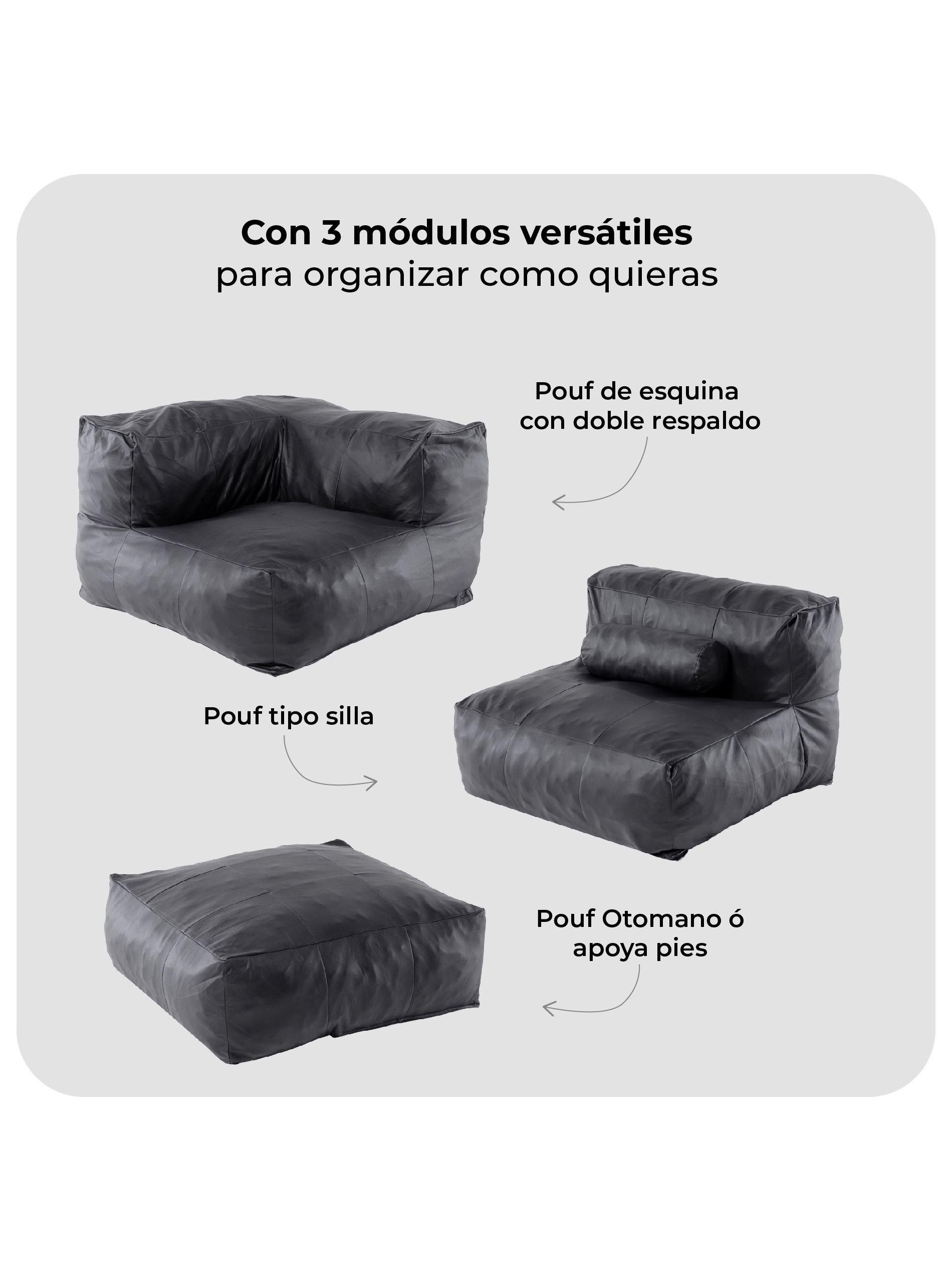 Sillón Pouf / Puff Seccional Relan Leather Sofá Simil Cuero-3