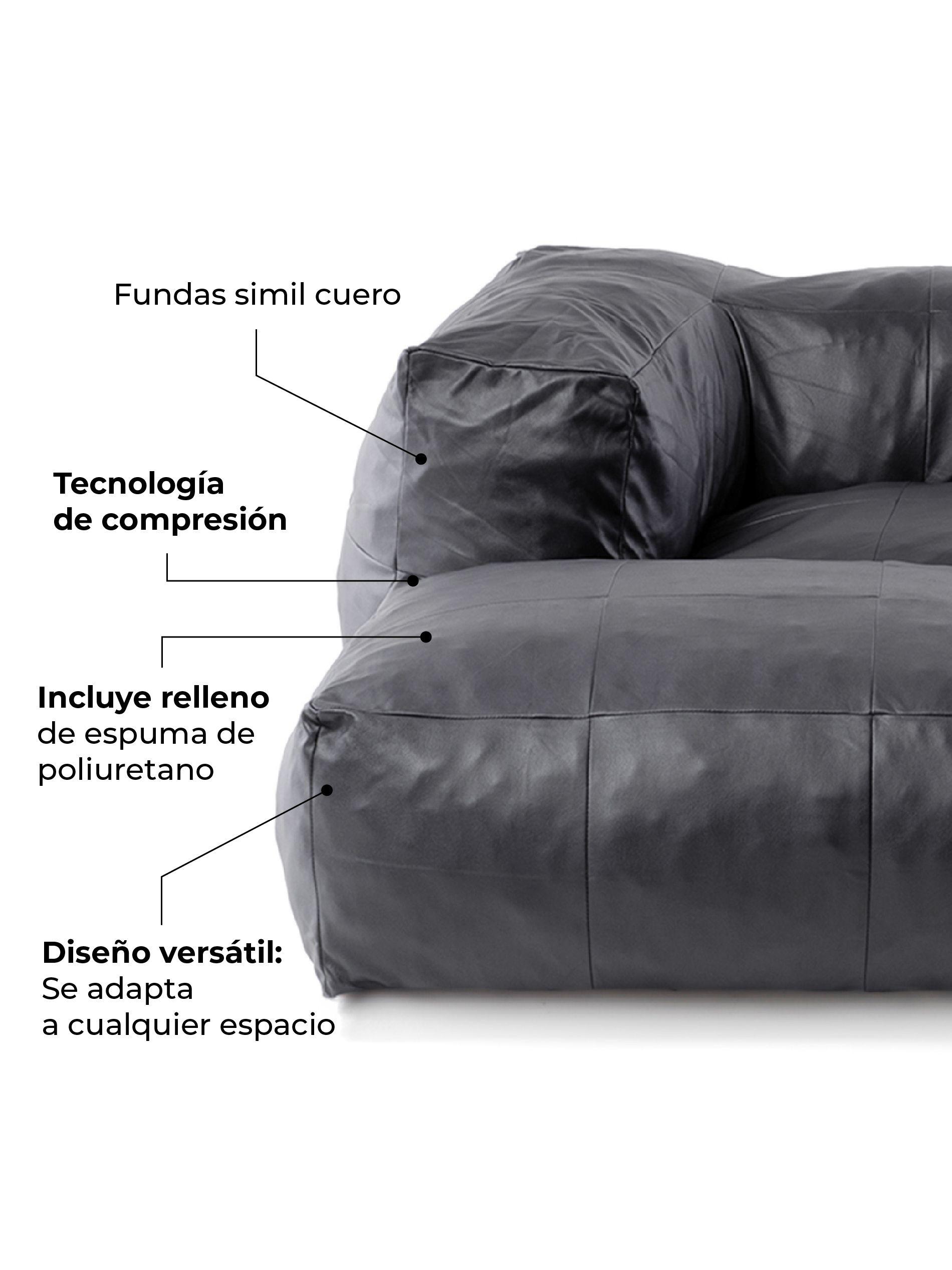 Sillón Pouf / Puff Seccional Relan Leather Sofá Simil Cuero-4
