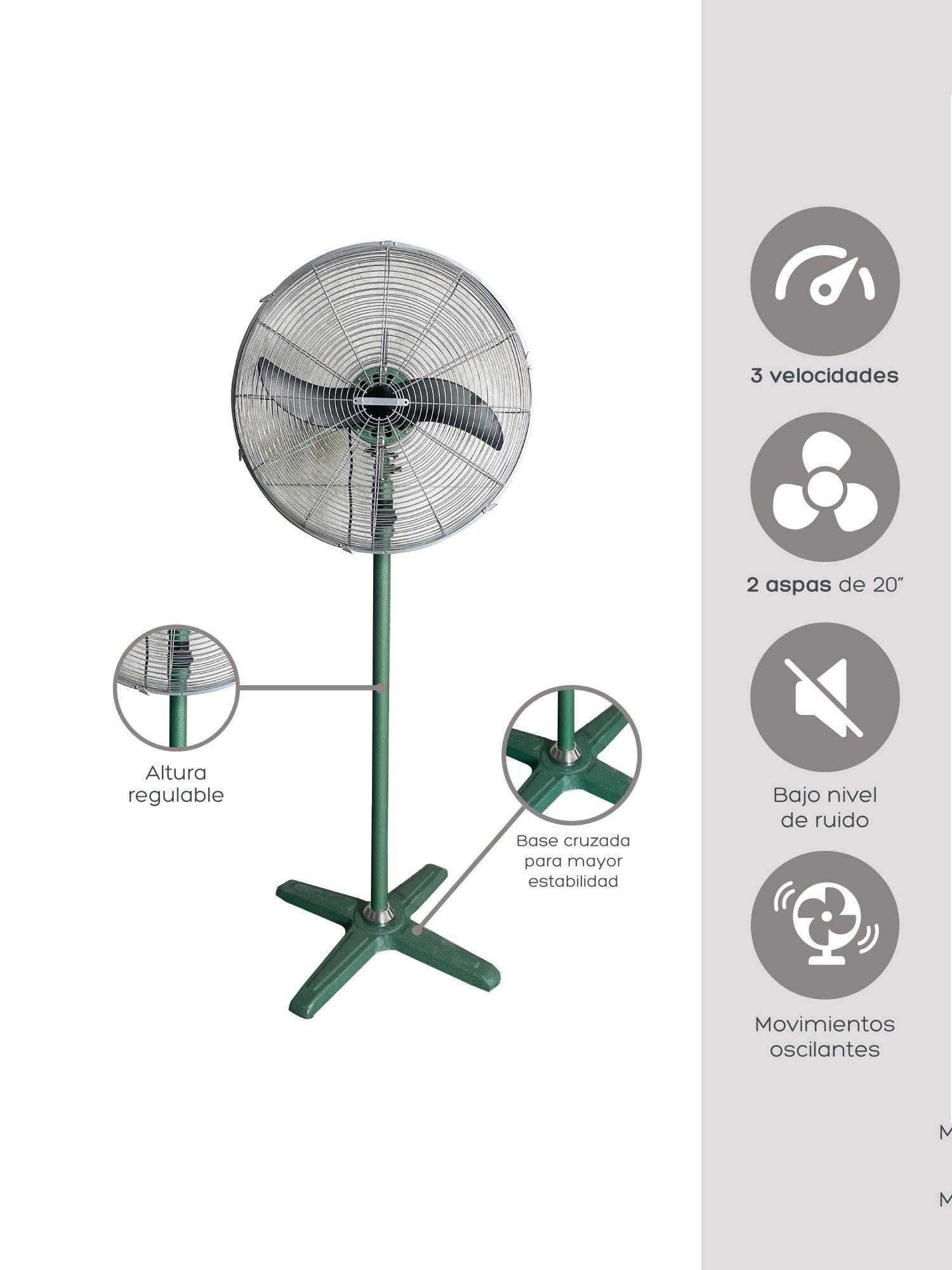 Ventilador Industrial Halten 20" Gran Potencia 190 Cm-4
