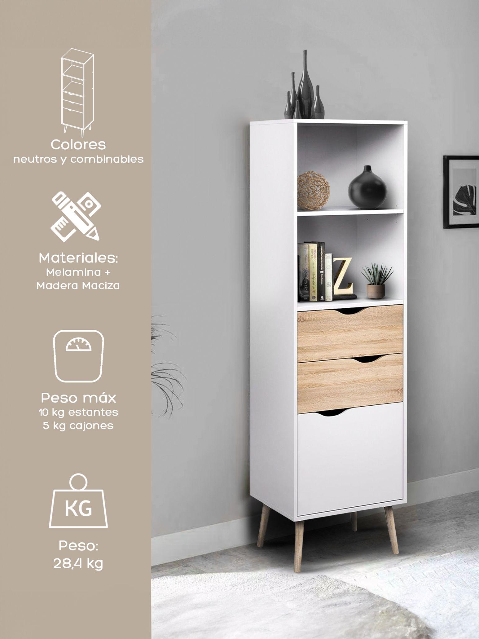 Estante Librero Top Living Gotemburgo Nórdico con Cajones-1
