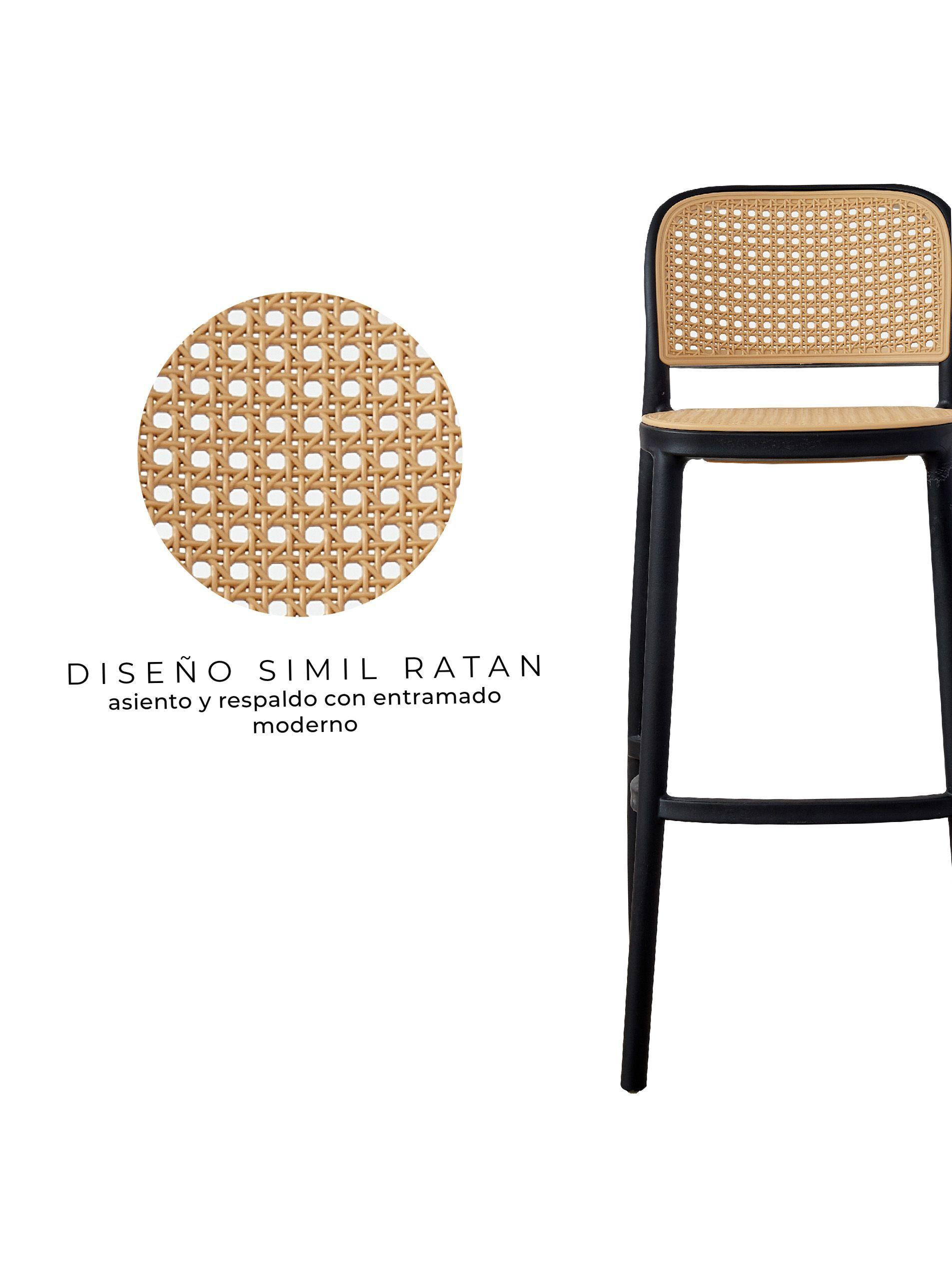 Pack x2 Silla Piso Bar Relan Batané Simil Esterilla Rattan-2