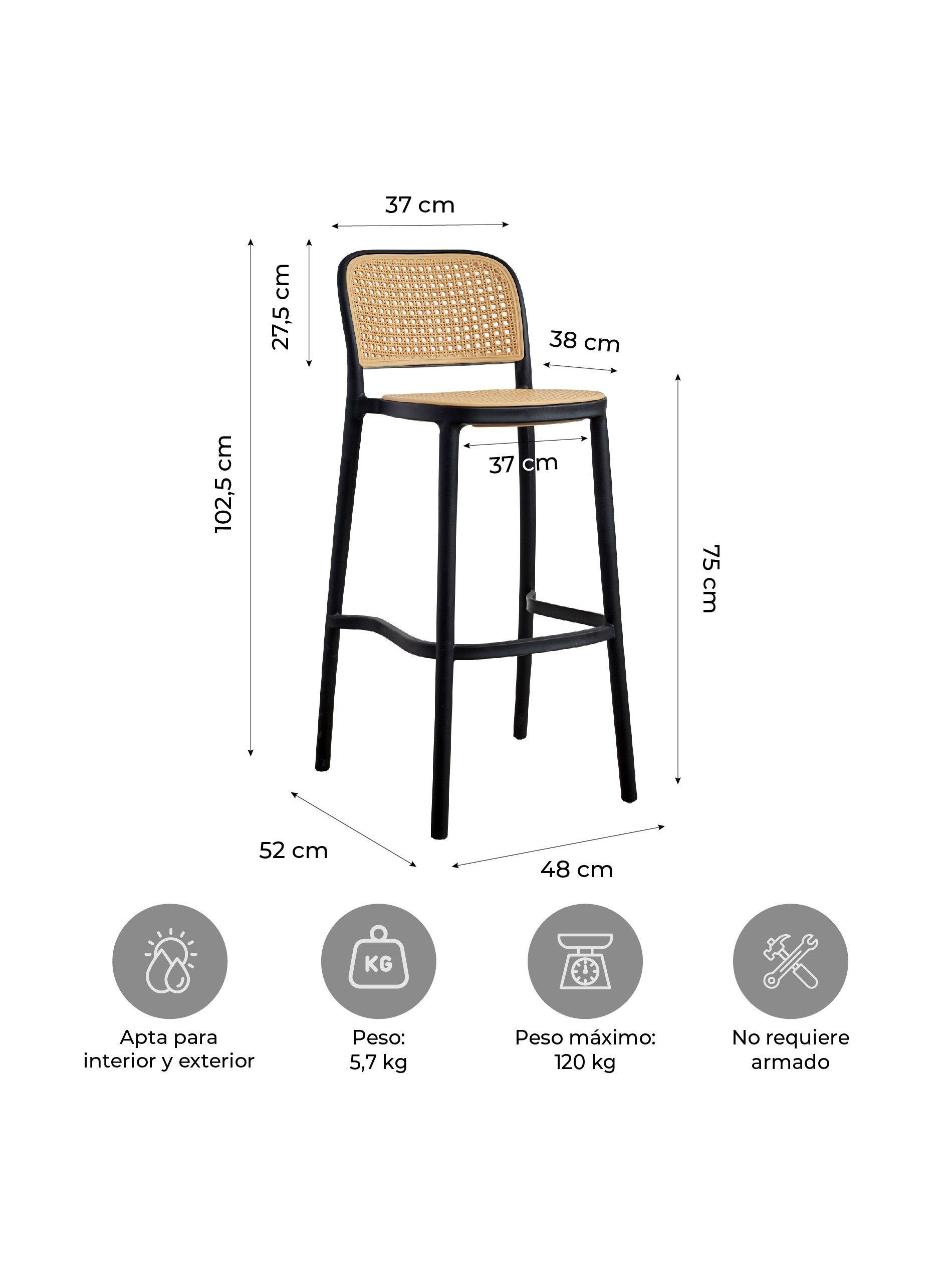Pack x2 Silla Piso Bar Relan Batané Simil Esterilla Rattan-3