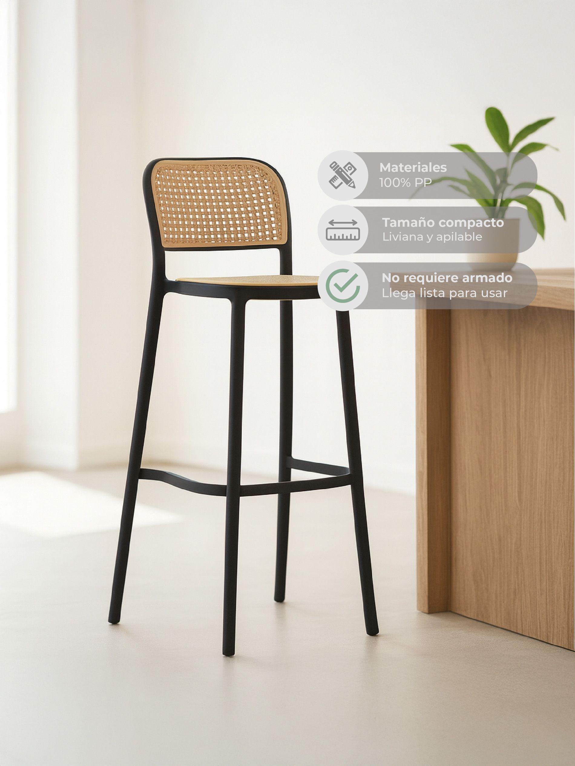 Pack x2 Silla Piso Bar Relan Batané Simil Esterilla Rattan-4