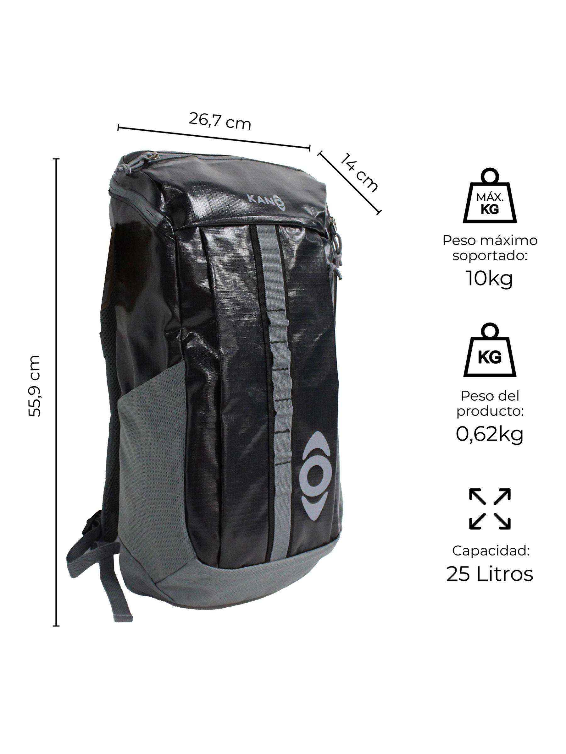 Mochila Outdoor Kano 25L Trekking Camping Resistente Negro-4