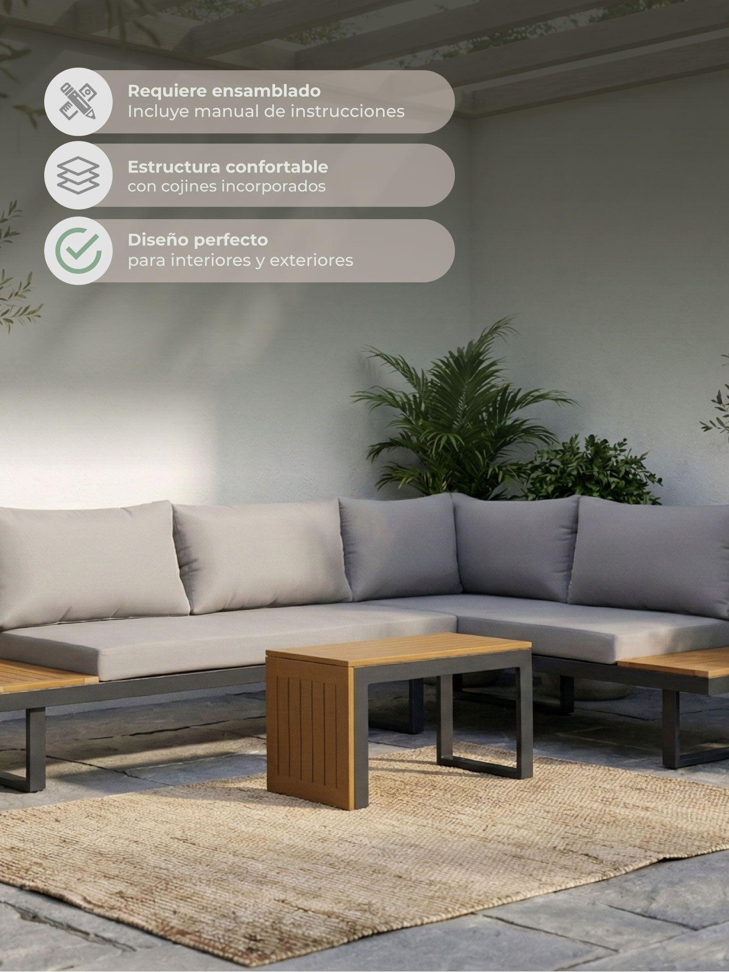 Juego de Terraza Saigon Relan Living Exterior Mesa Sofá Seccional-3