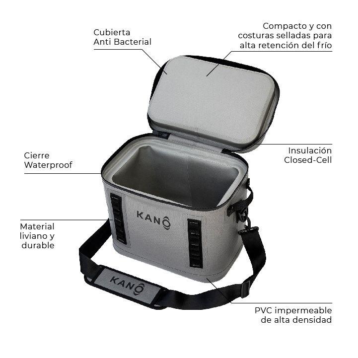 Cooler Conservadora Bandolera Gris Iver 20L Kano-2