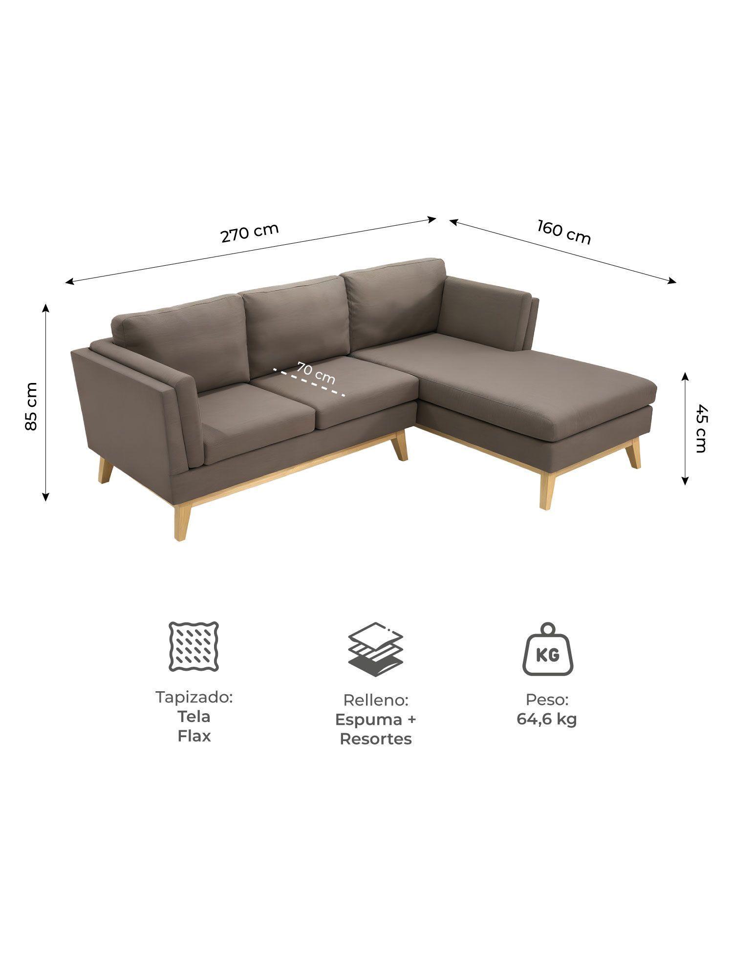 Sofá Seccional 3 Cuerpos Relan Albano Sillon en L Café-2