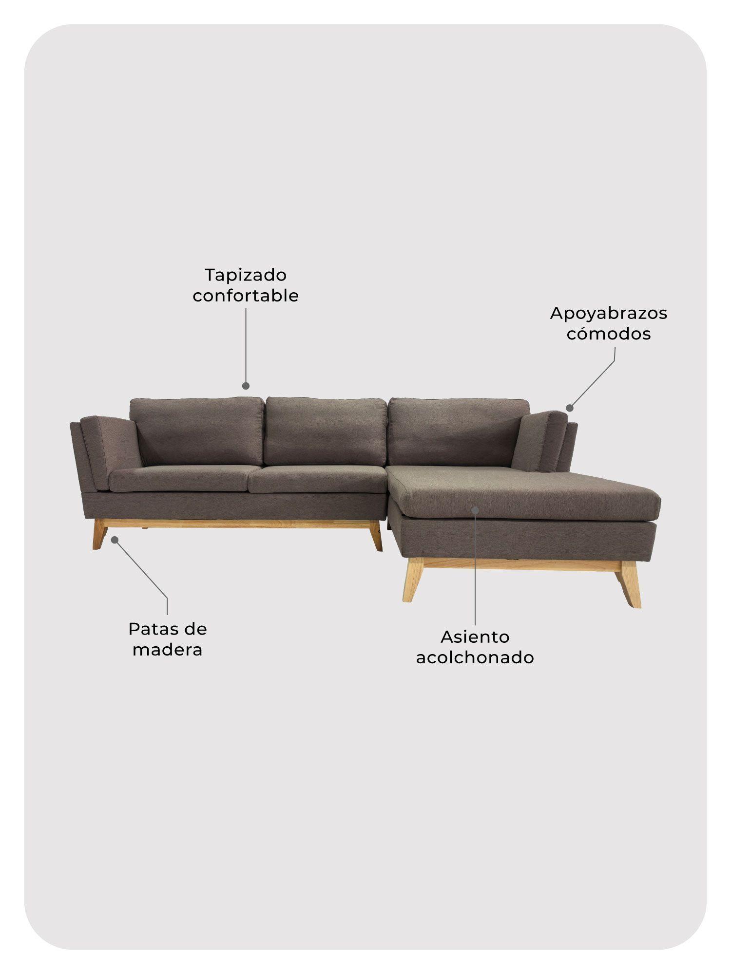 Sofá Seccional 3 Cuerpos Relan Albano Sillon en L Café-7