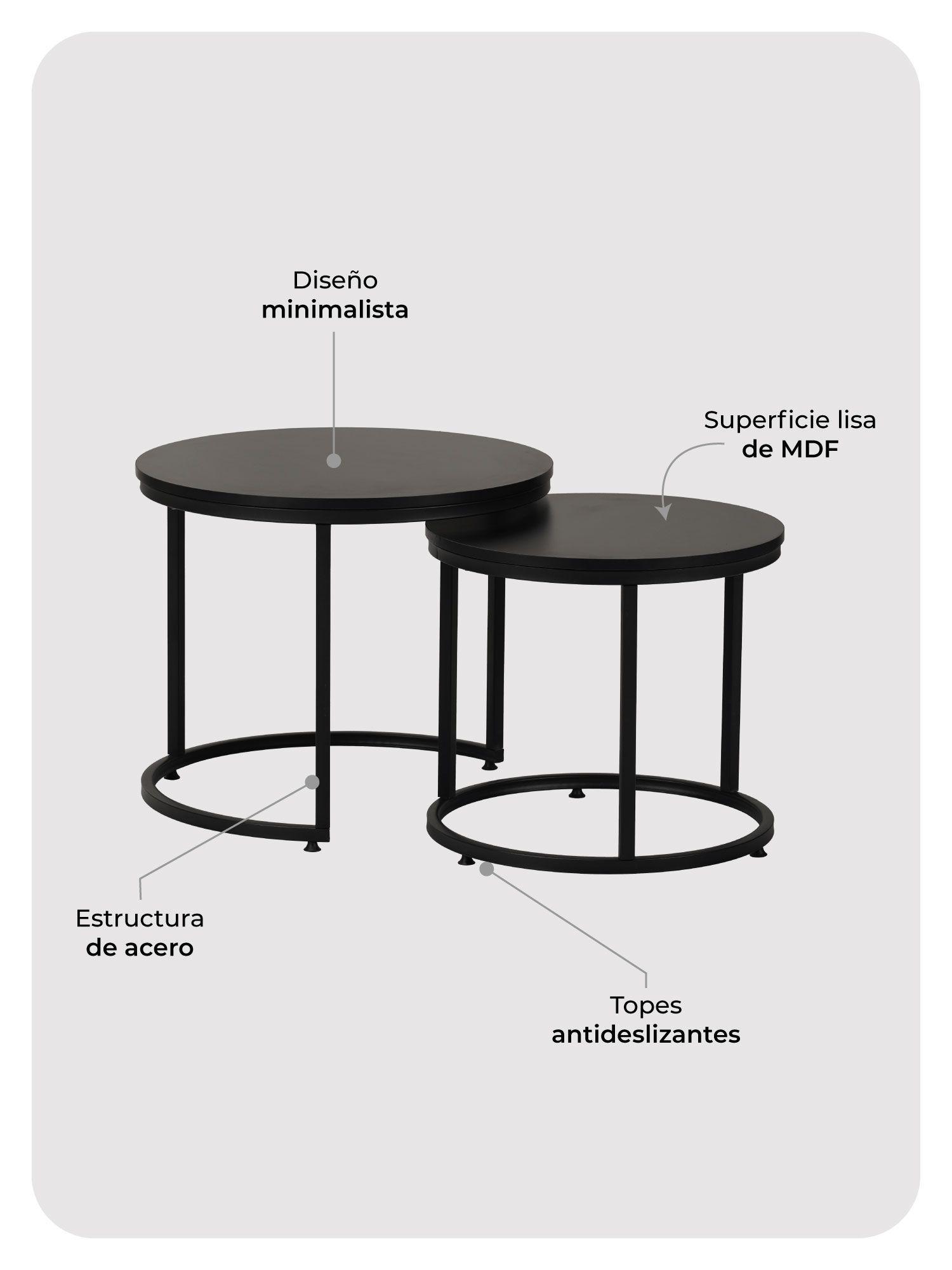 Set 2 Mesas de Centro Core Relan Redondas Encastrables-5