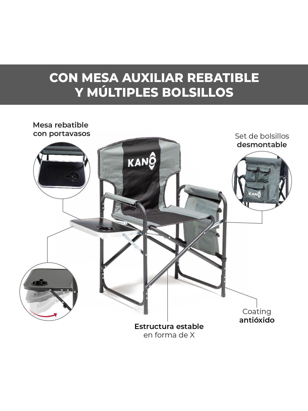 Silla de Camping Plegable Kano Puclaro con Mesa y Bolsillos-2