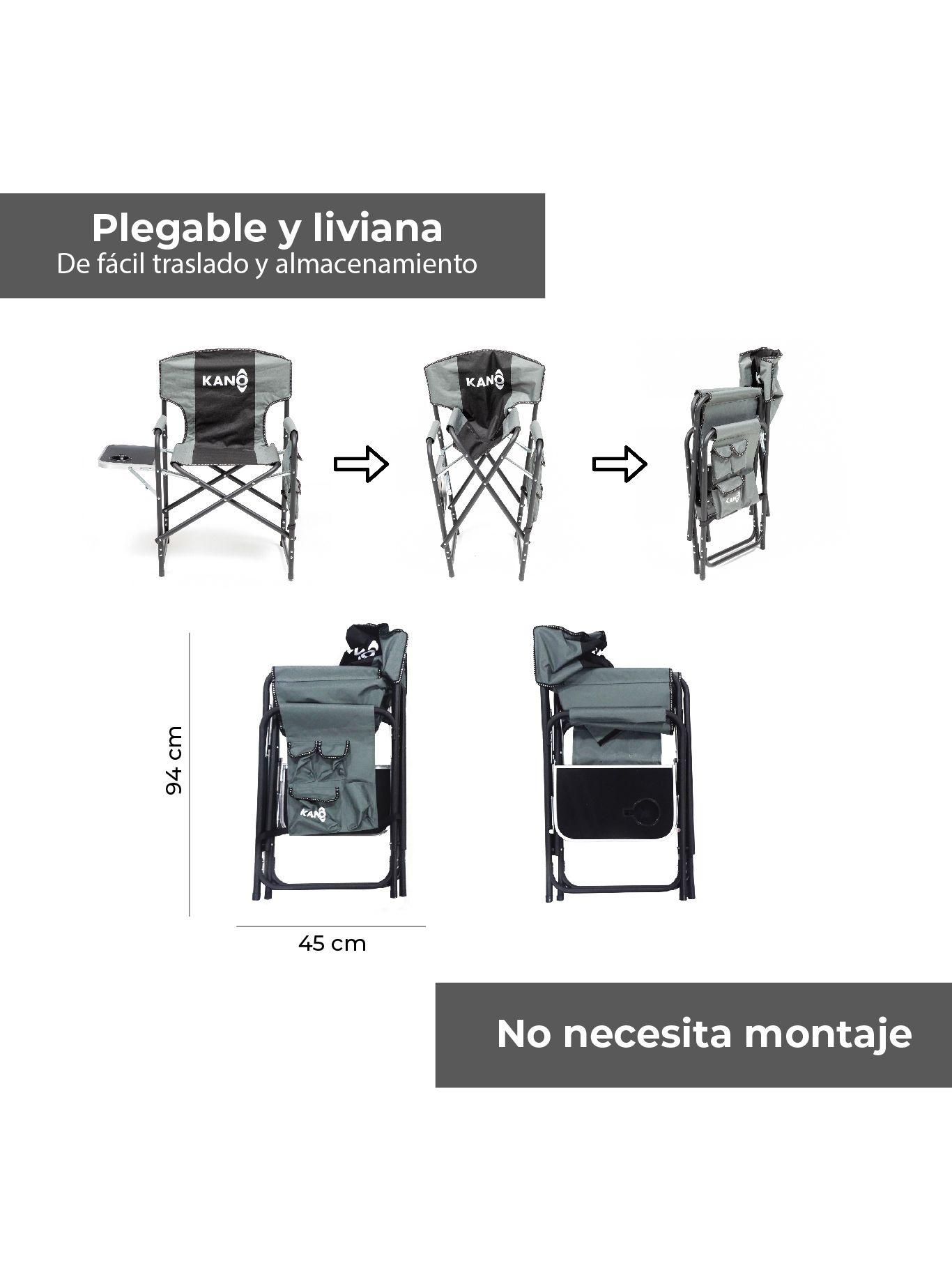 Silla de Camping Plegable Kano Puclaro con Mesa y Bolsillos-3
