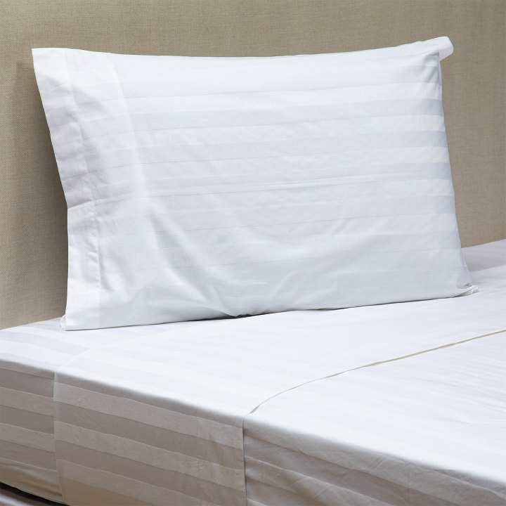Juego de Sábanas Rayadas 600 Hilos Blanco 1,5 Plazas Relan-0