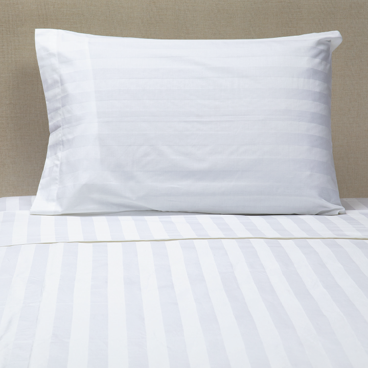 Juego de Sábanas Rayadas 600 Hilos Blanco 1,5 Plazas Relan-2