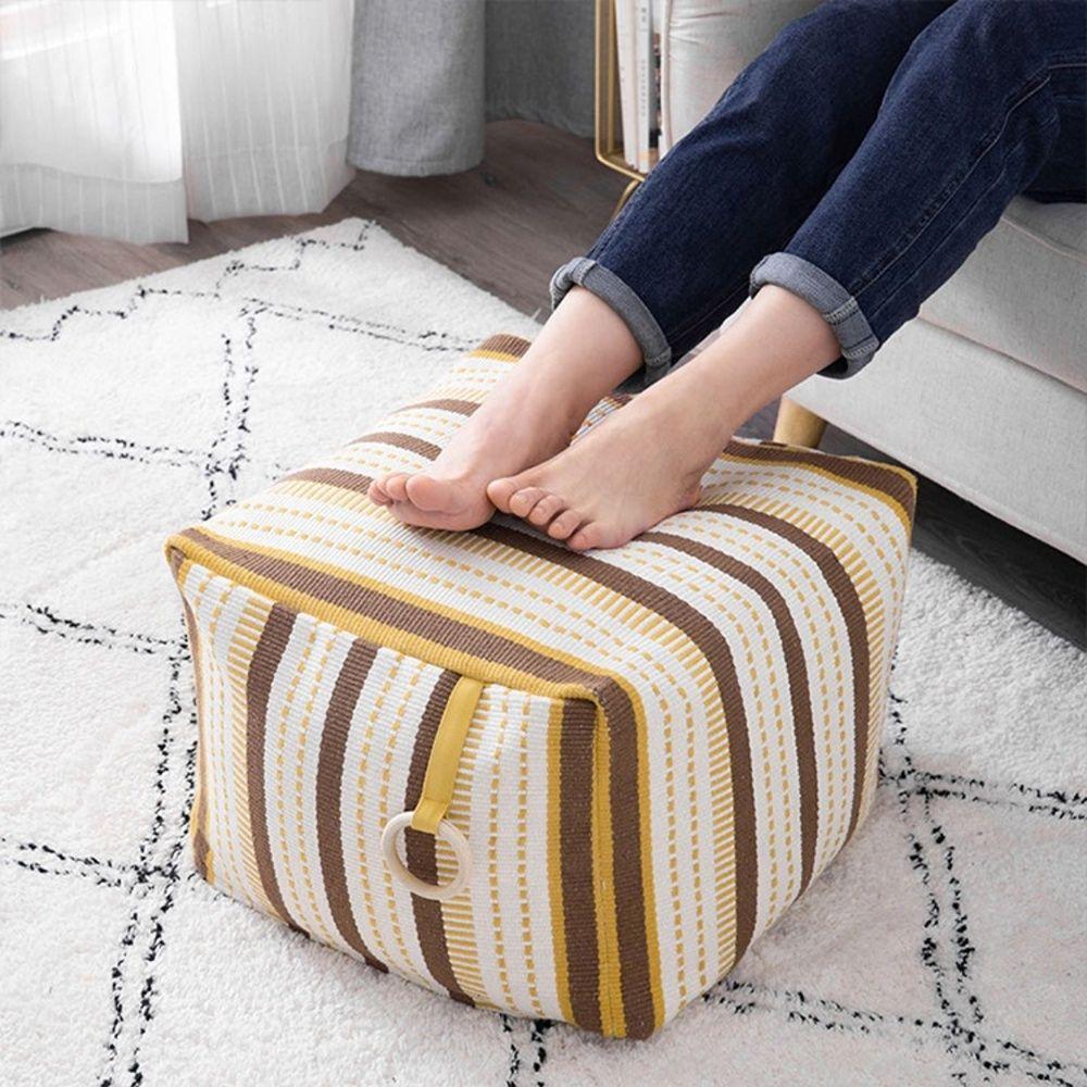 Pouf / Puff Cubo Líneas Tejido 40 x 40 cm Relan-5