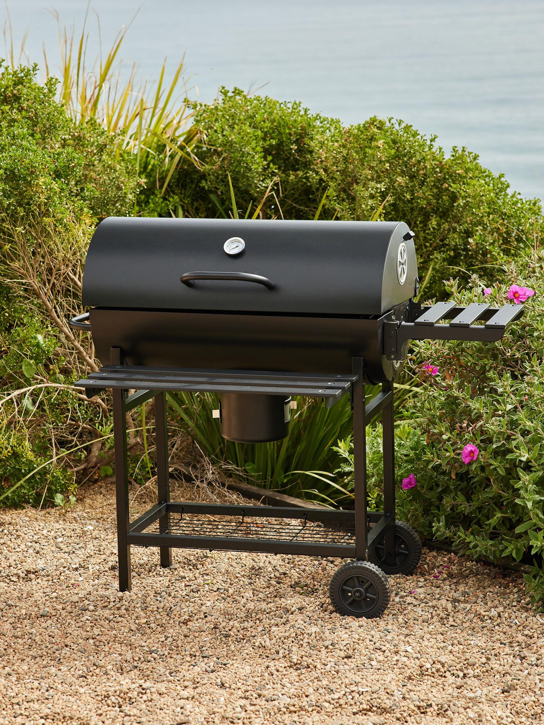 Parrilla Tambor a Carbón Relan BBQ Black con Tapa y Ruedas-1