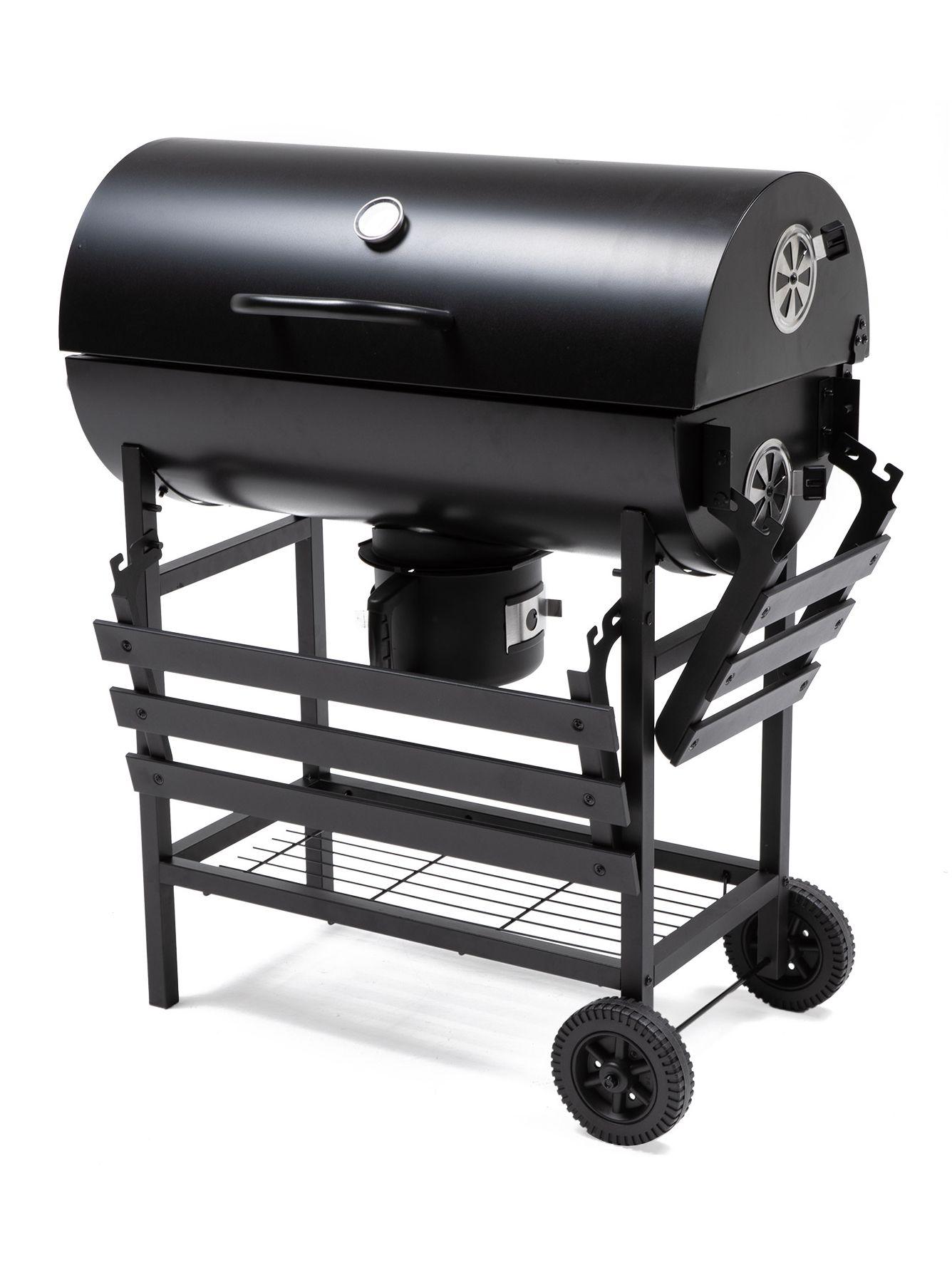 Parrilla Tambor a Carbón Relan BBQ Black con Tapa y Ruedas-6