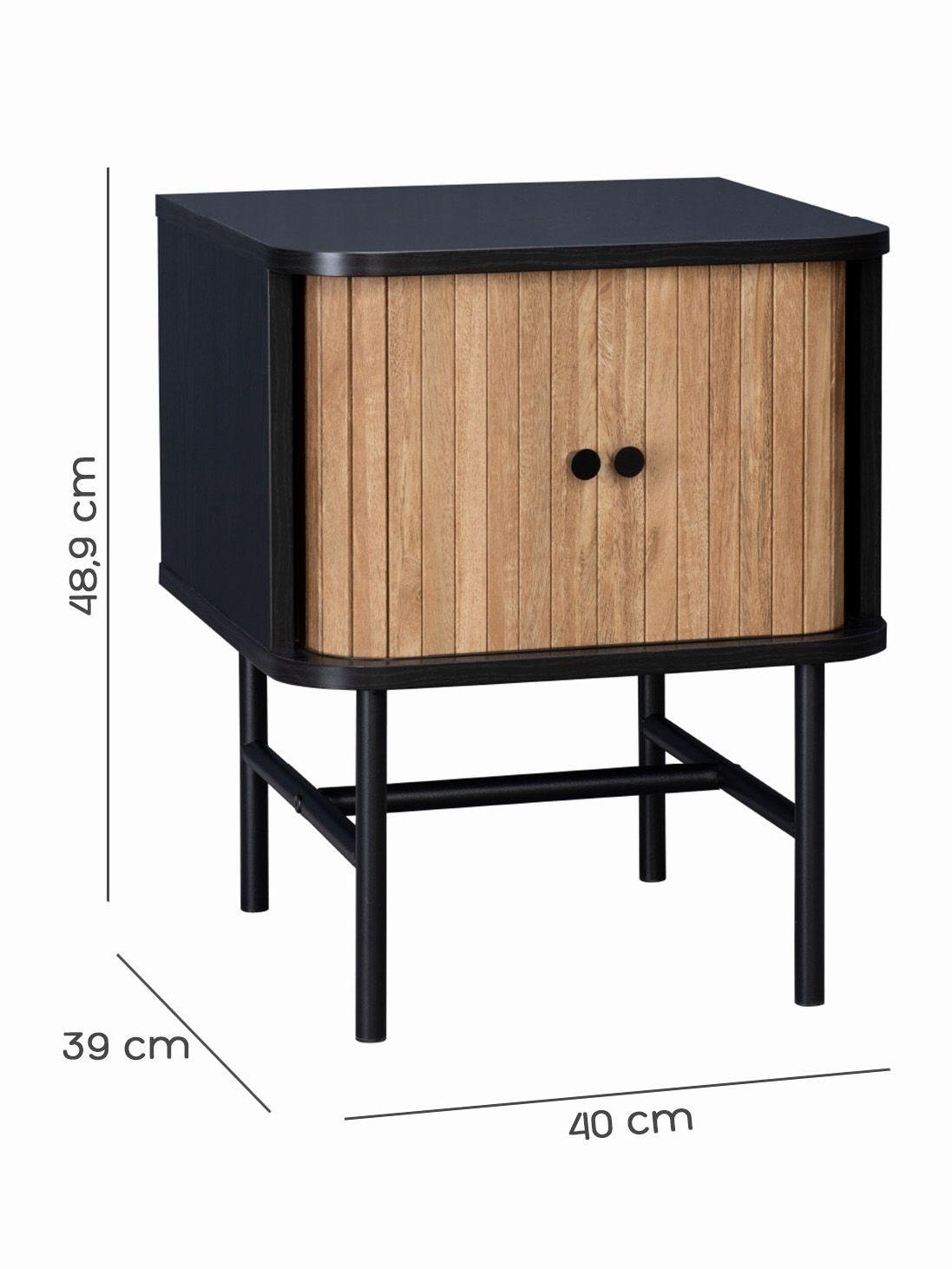 Velador Top Living Noir Puertas Corredizas Negro y Madera-2