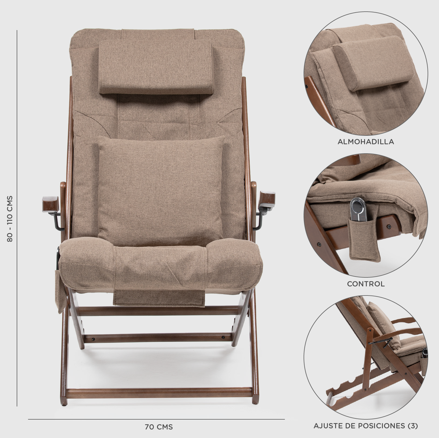 Silla Masajeadora Reclinable de Madera D-1500C Relan-1