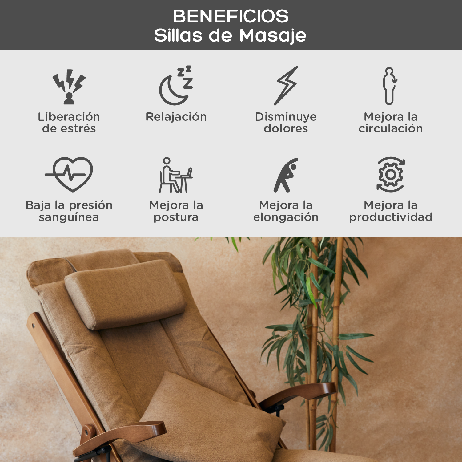 Silla Masajeadora Reclinable de Madera D-1500C Relan-2