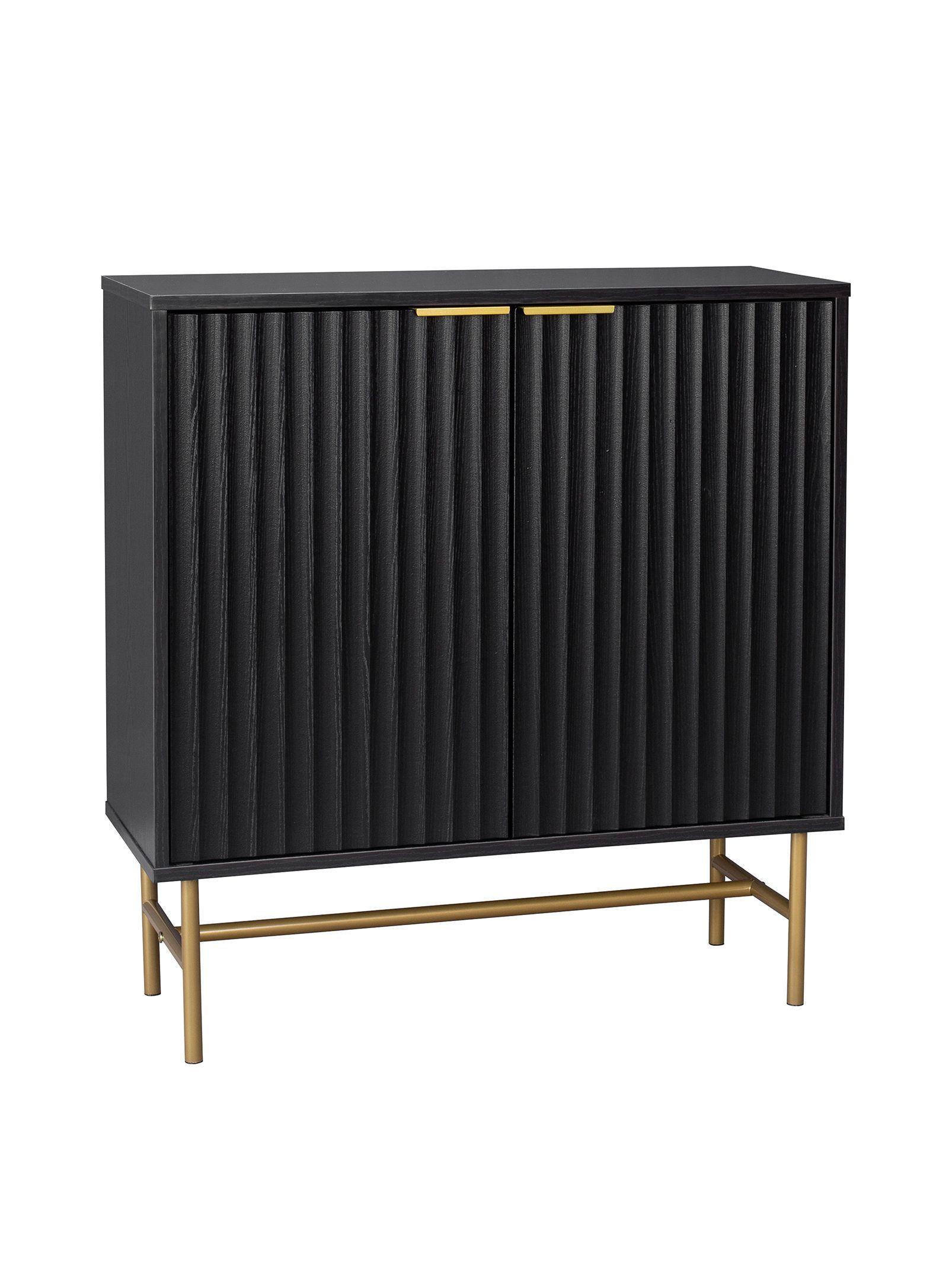 Bar Buffet Negro con Dorado Top Living Bronx Vajillero-0