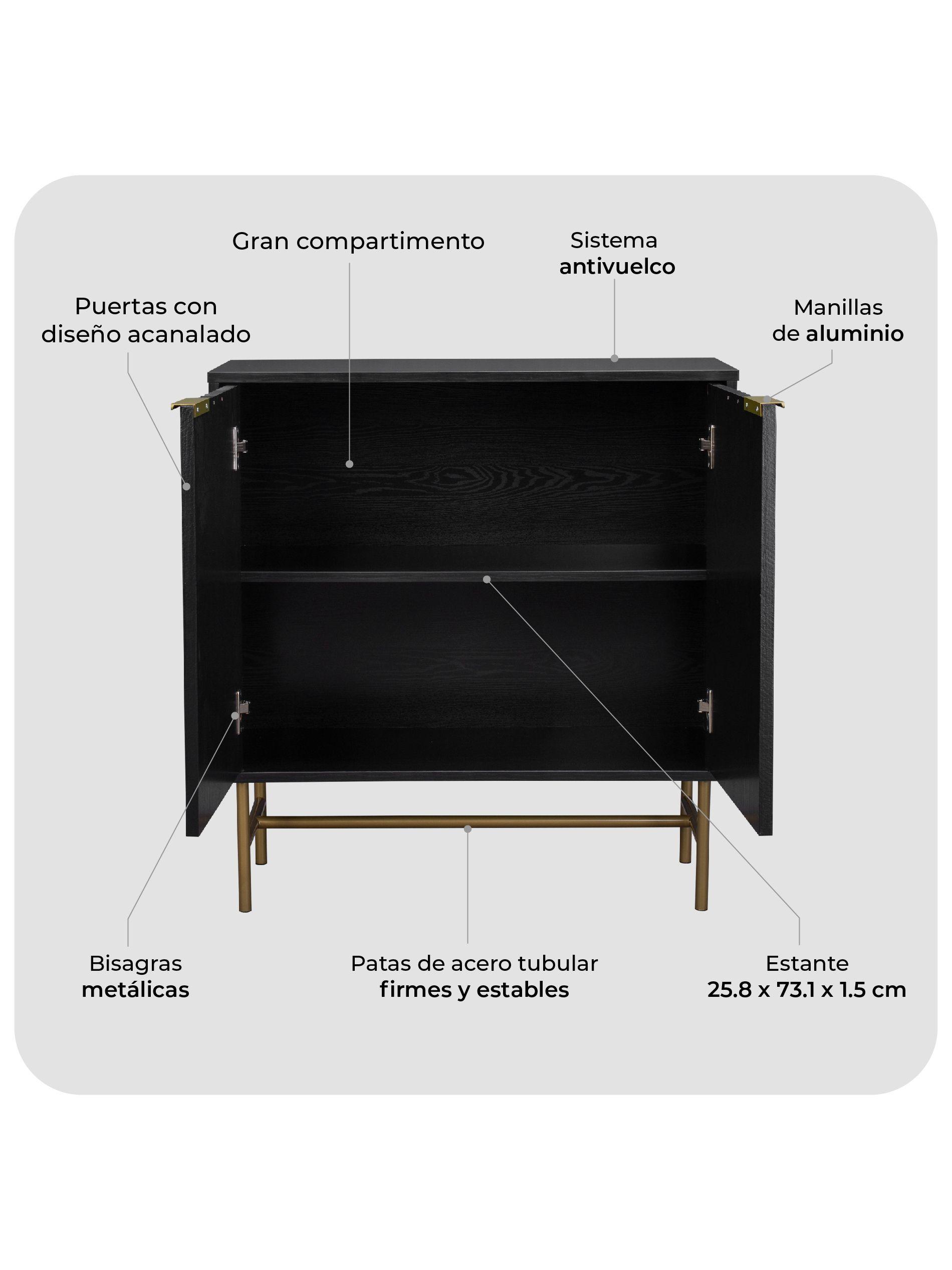 Bar Buffet Negro con Dorado Top Living Bronx Vajillero-5