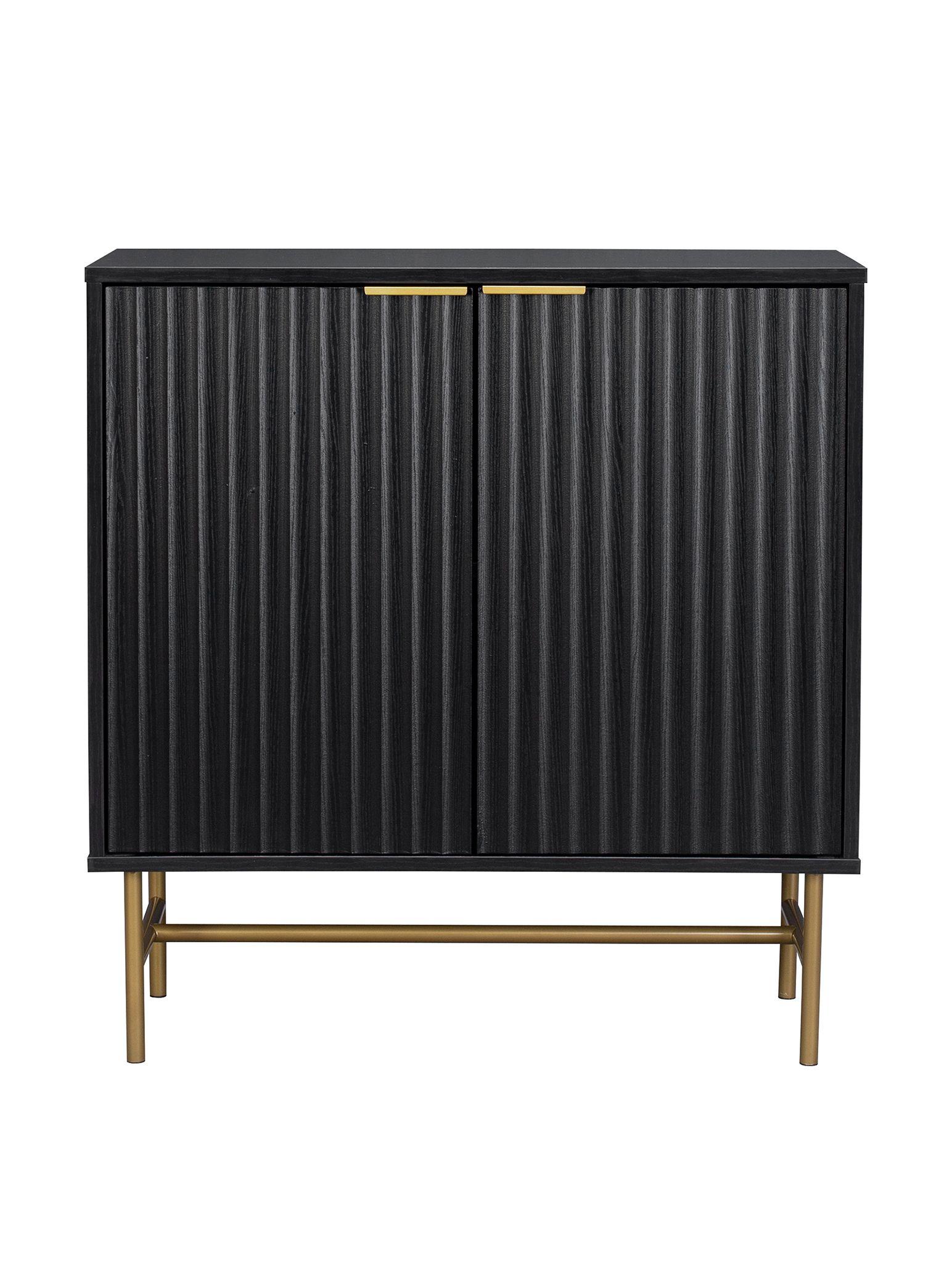 Bar Buffet Negro con Dorado Top Living Bronx Vajillero-6