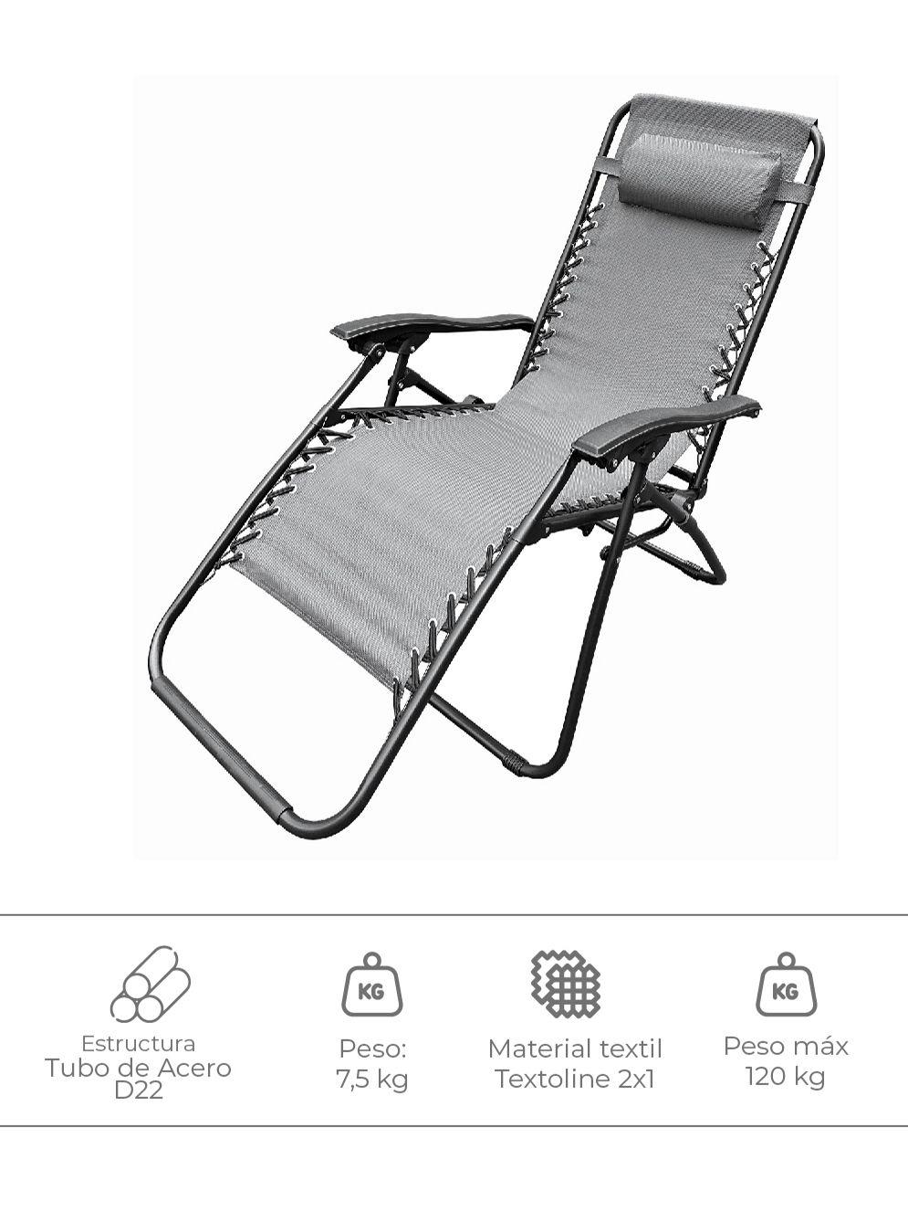 Reposera Zero Gravity Relan Zen Silla Plegable y Reclinable-3