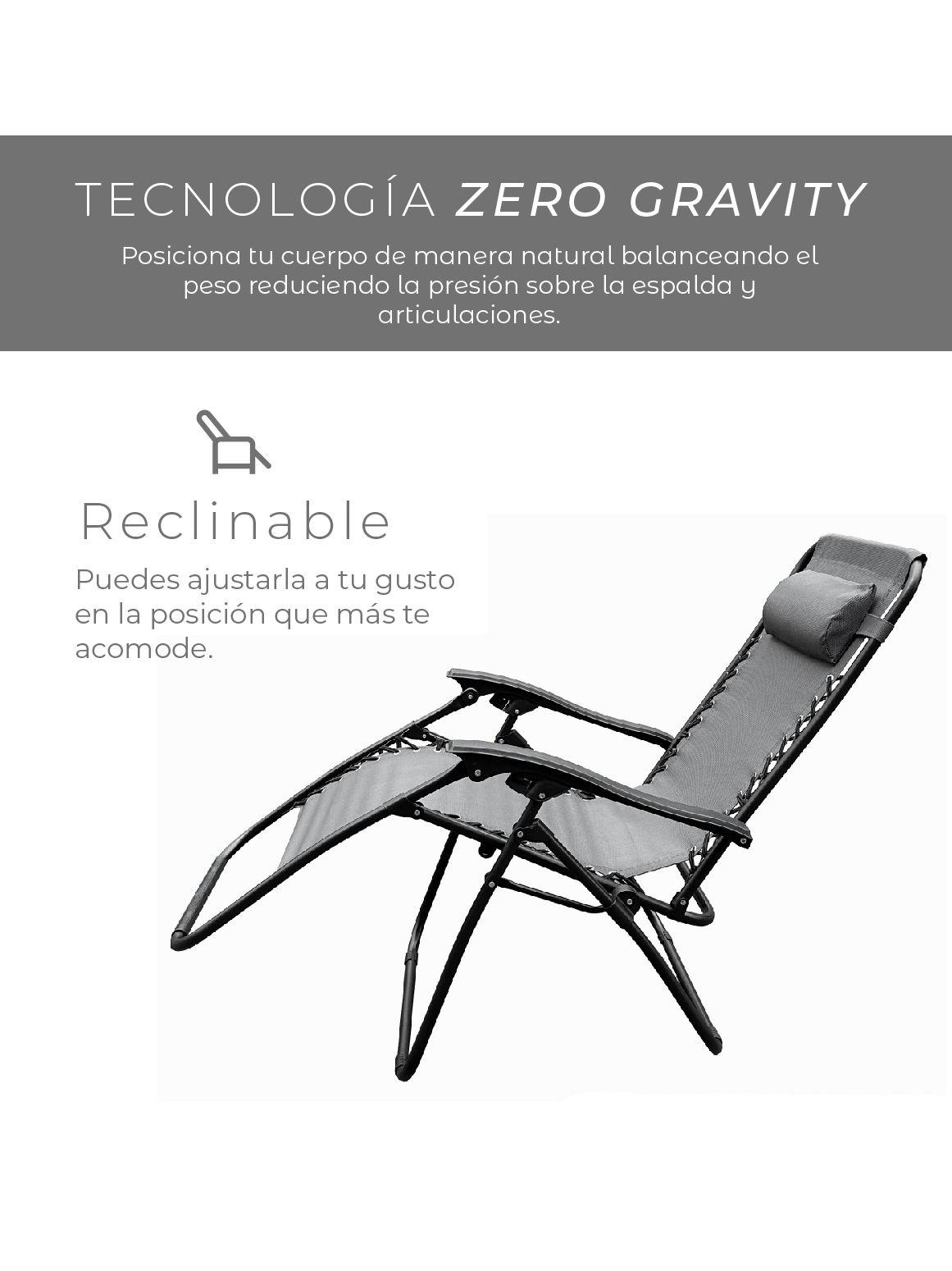Reposera Zero Gravity Relan Zen Silla Plegable y Reclinable-5