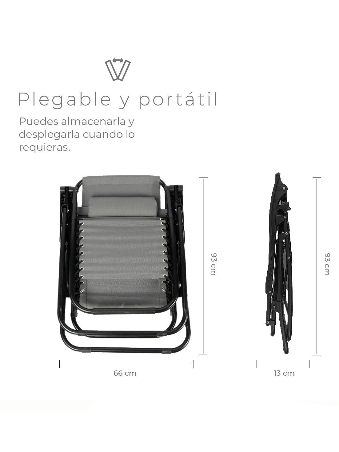 Reposera Zero Gravity Relan Zen Silla Plegable y Reclinable-6