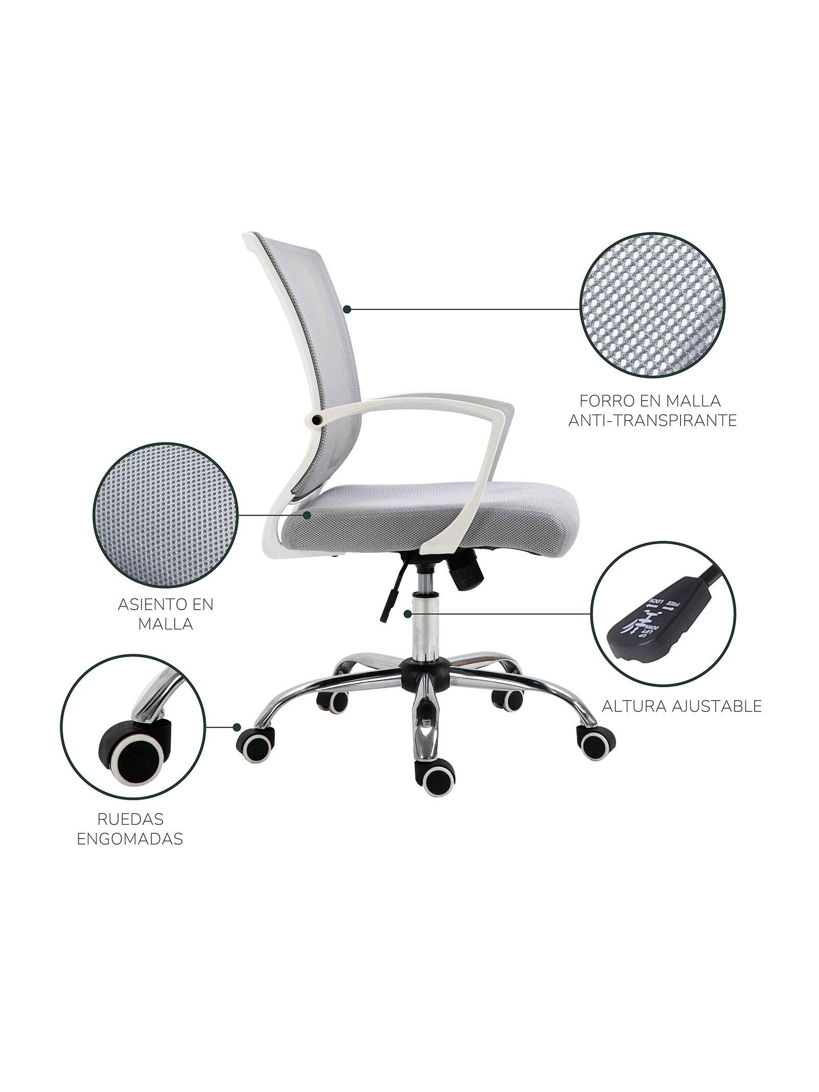 Silla de Escritorio Ergonómica Top Living Burdeos Gris-3