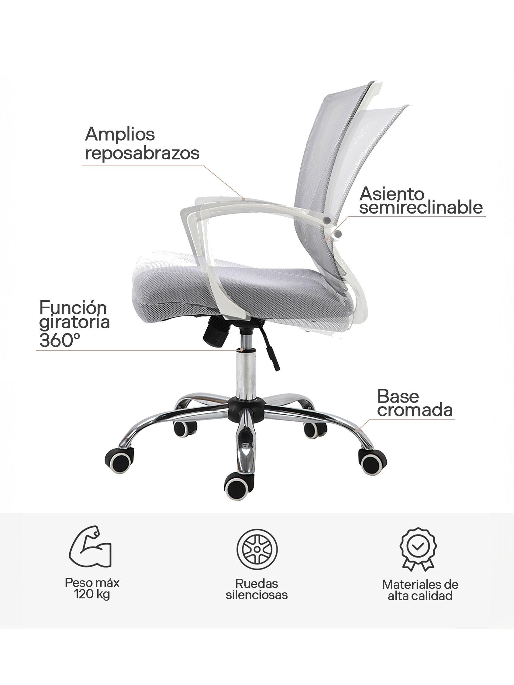 Silla de Escritorio Ergonómica Top Living Burdeos Gris-4