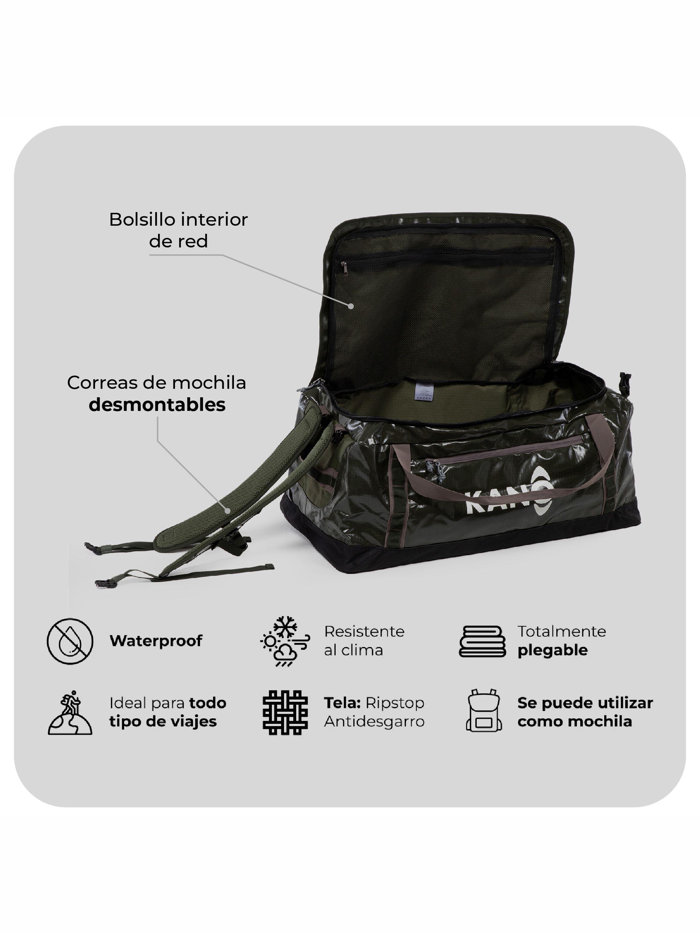 Bolso Mochila Impermeable Verde Kano Outdoor 80L Plegable-3