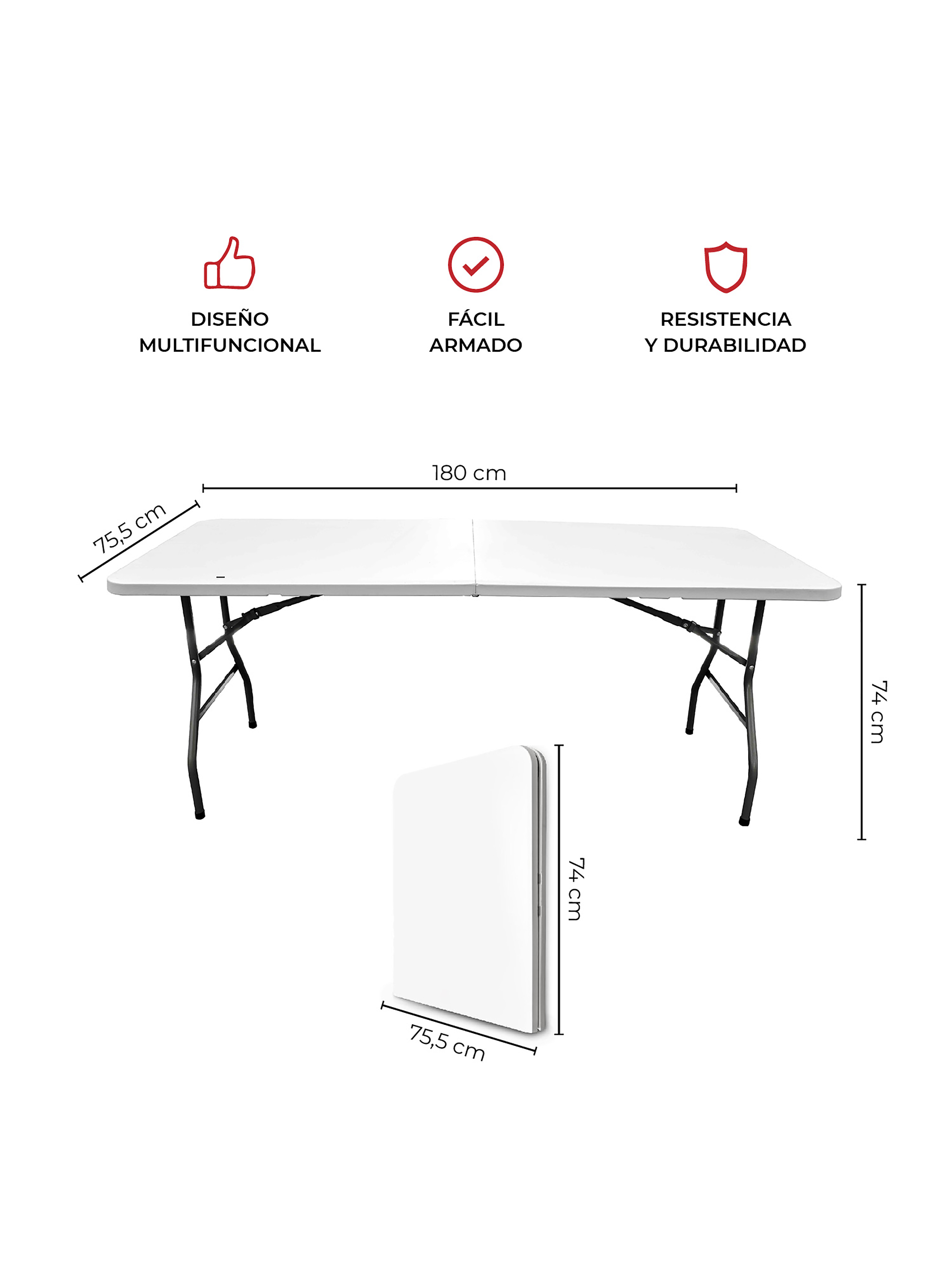 Mesa Plegable 180 cm Kano Maleta Para Camping y Picnic Portátil-2
