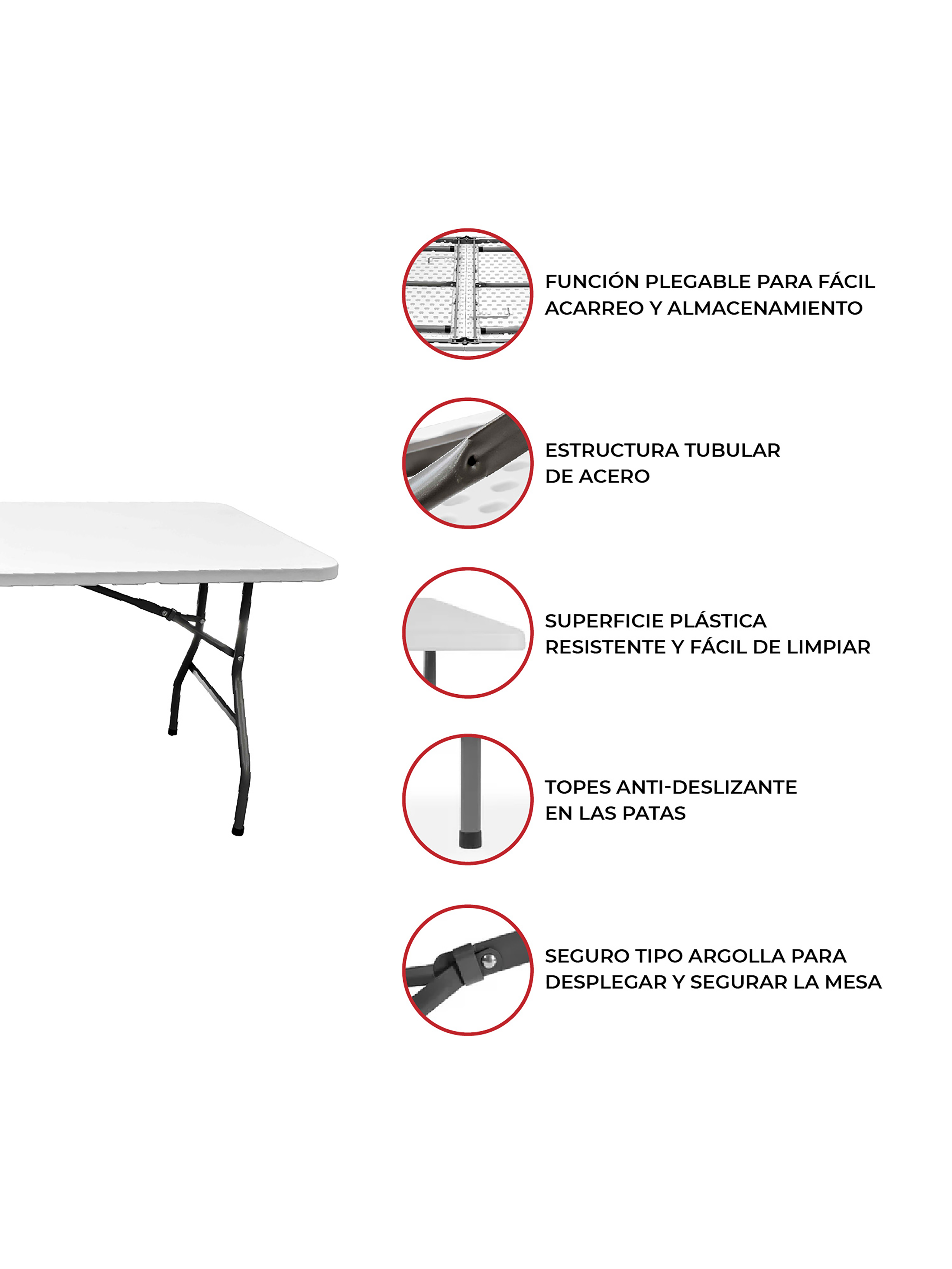 Mesa Plegable 180 cm Kano Maleta Para Camping y Picnic Portátil-3