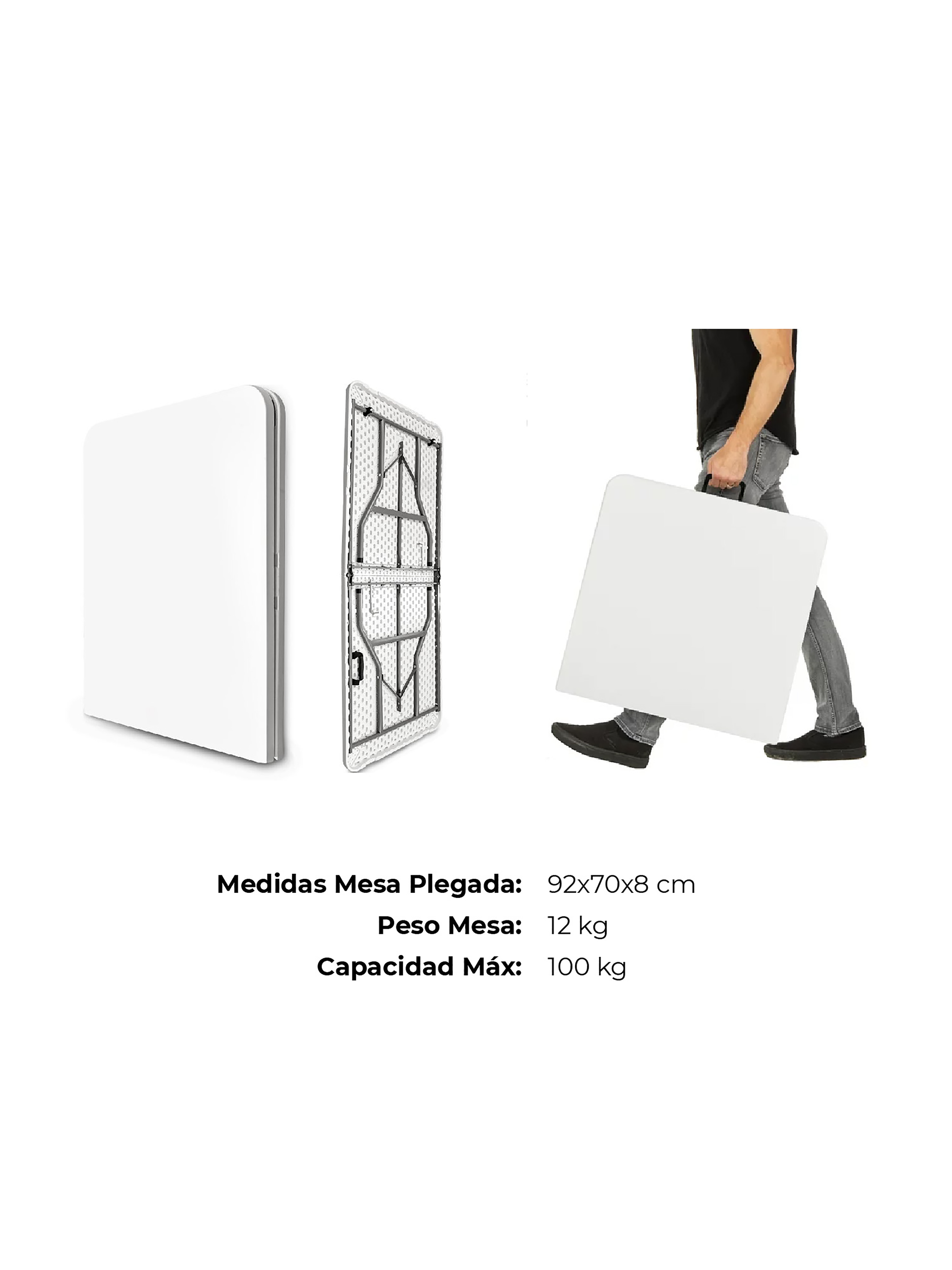 Mesa Plegable 180 cm Kano Maleta Para Camping y Picnic Portátil-4