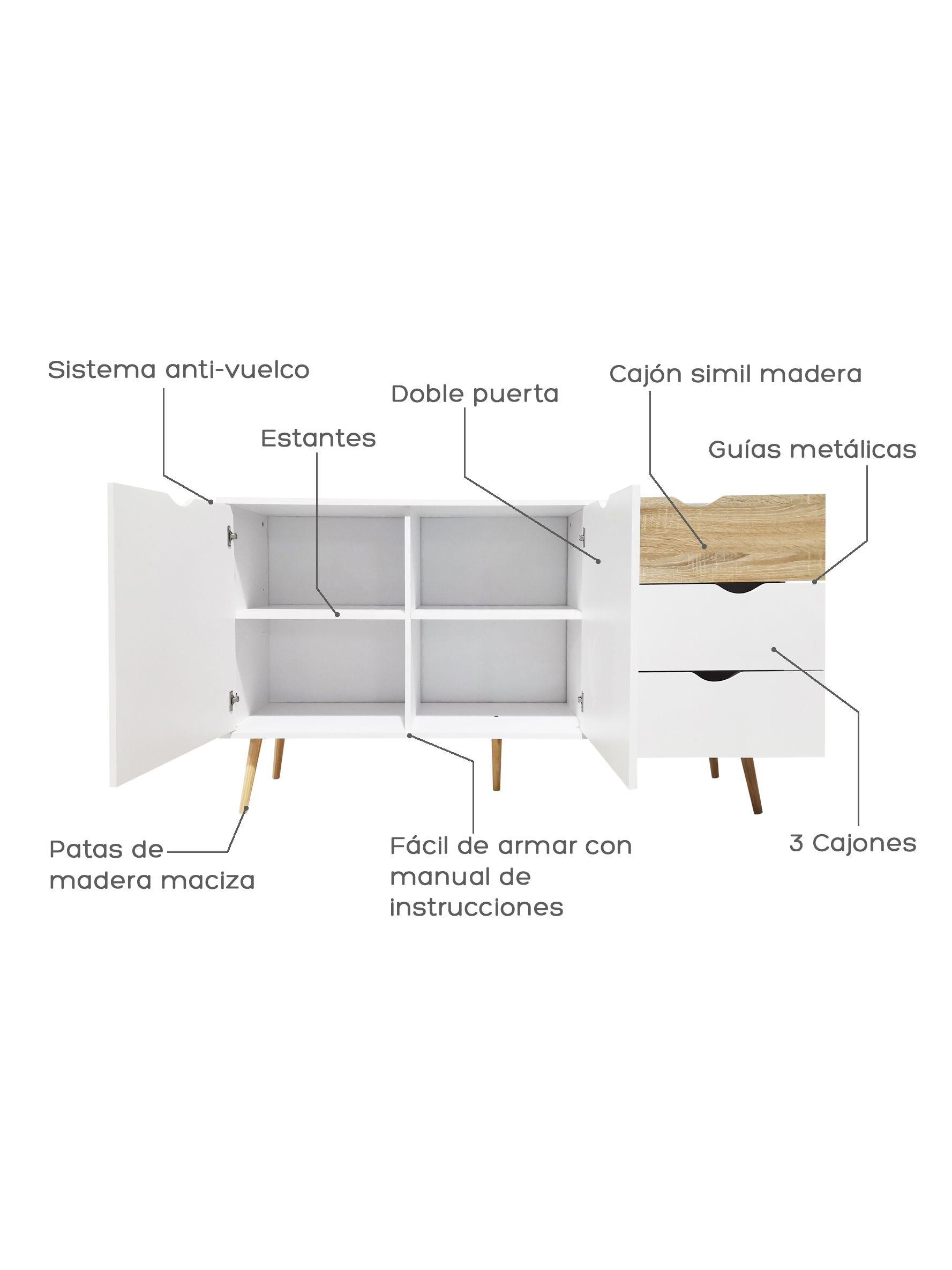 Aparador Buffet Top Living Bergen con Puertas y Cajones-3