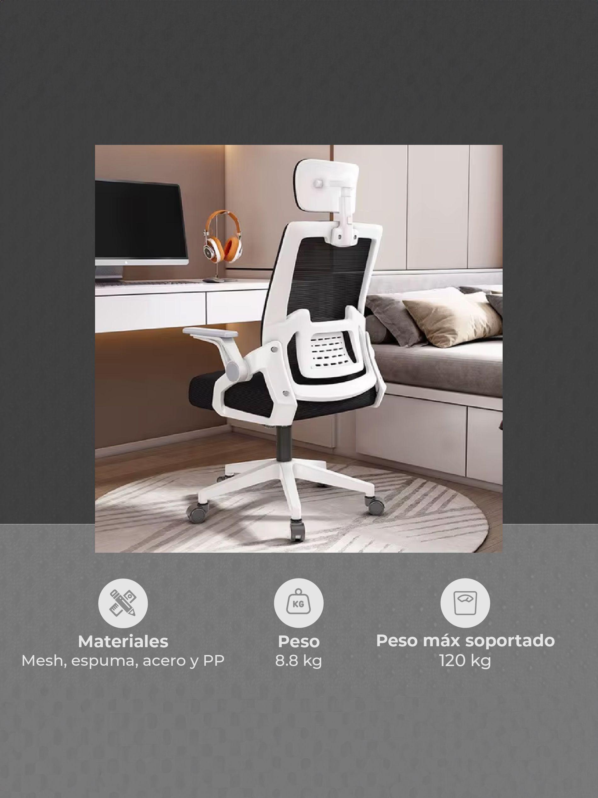Silla de Escritorio con Cabezal Ergonomus Doha Blanco-5