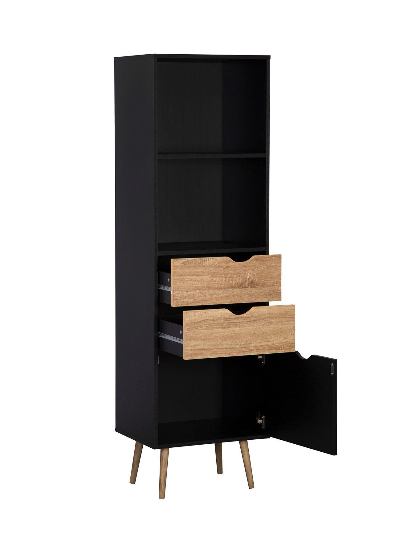 Estante Librero Top Living Gotemburgo Black Nórdico con Cajones-6