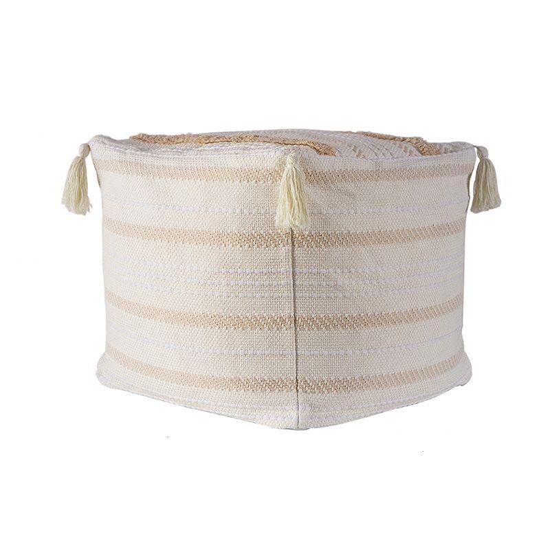 Pouf / Puff Cubo Alto Con Flecos Marroquí Relan-0